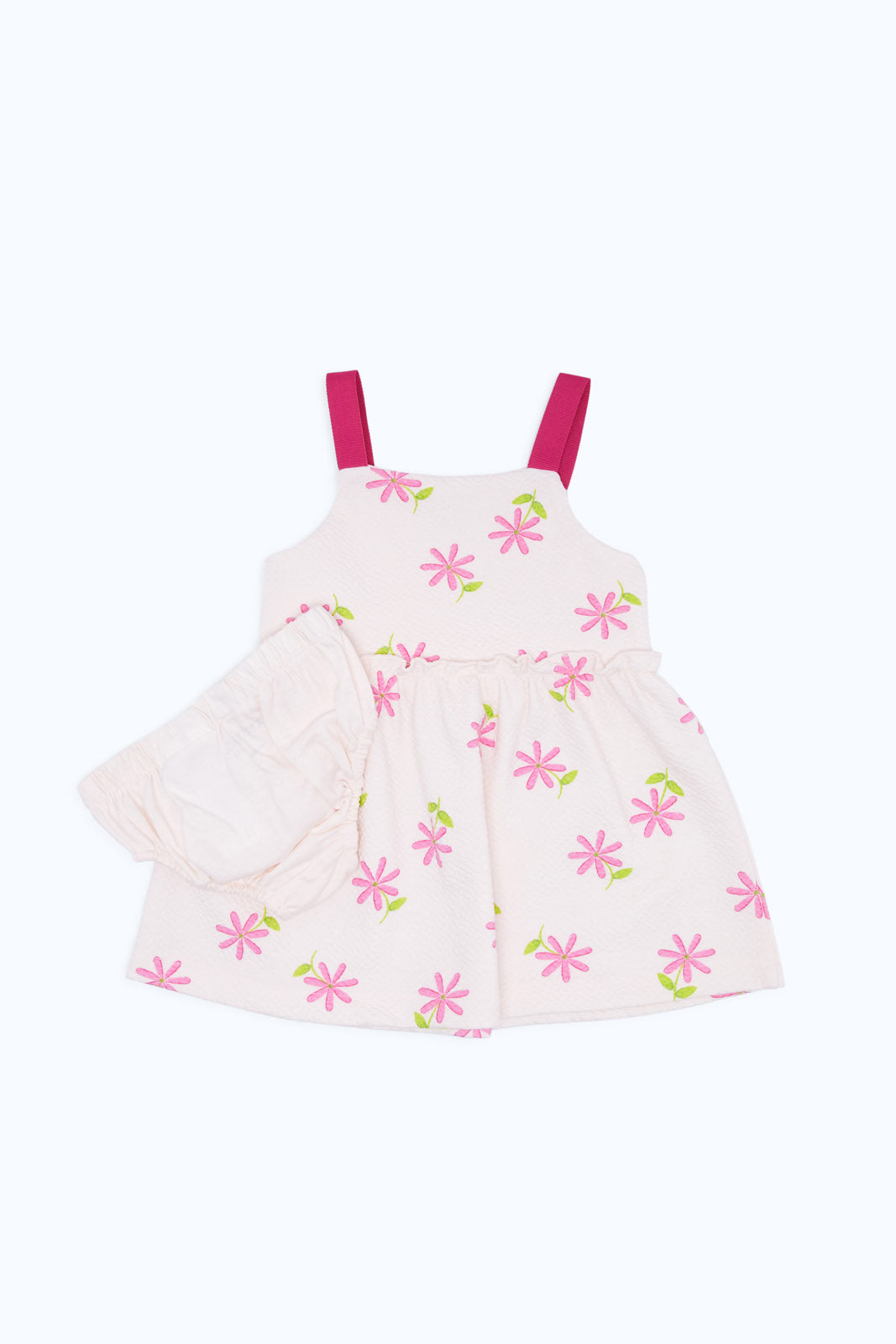 Redtag-Girls-Pinkaop-Strappy-Dreass-Category:Dresses,-Colour:White,-Deals:New-In,-Dept:New-Born,-Filter:Baby-(0-to-12-Mths),-H1:KWR,-H2:NBF,-H3:DRS,-H4:CAD,-NBG-Dresses,-New-In-NBG-APL,-Non-Sale,-RMD,-S23C,-Season:S23C,-Section:Boys-(0-to-14Yrs)-Baby-0 to 12 Months