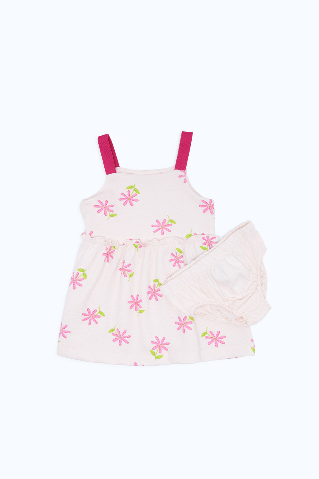 Redtag-Girls-Pinkaop-Strappy-Dreass-Category:Dresses,-Colour:White,-Deals:New-In,-Dept:New-Born,-Filter:Baby-(0-to-12-Mths),-H1:KWR,-H2:NBF,-H3:DRS,-H4:CAD,-NBG-Dresses,-New-In-NBG-APL,-Non-Sale,-RMD,-S23C,-Season:S23C,-Section:Boys-(0-to-14Yrs)-Baby-0 to 12 Months