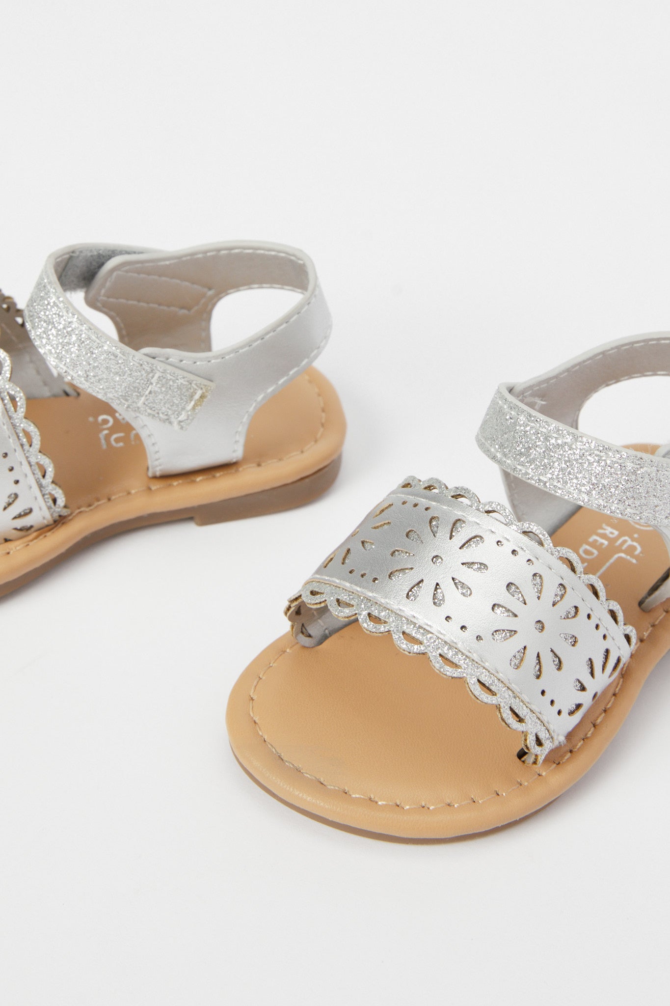 Redtag-Silver-Laser-Cut-Sandal-Category:Shoes,-Colour:Silver,-Deals:New-In,-Filter:Girls-Footwear-(1-to-3-Yrs),-H1:FOO,-H2:ING,-H3:SHO,-H4:CAH,-ING-Shoes,-New-In-ING-FOO,-Non-Sale,-Promo:,-RMD,-S23B,-Season:S23B,-Section:Girls-(0-to-14Yrs)-Infant-Girls-1 to 3 Years