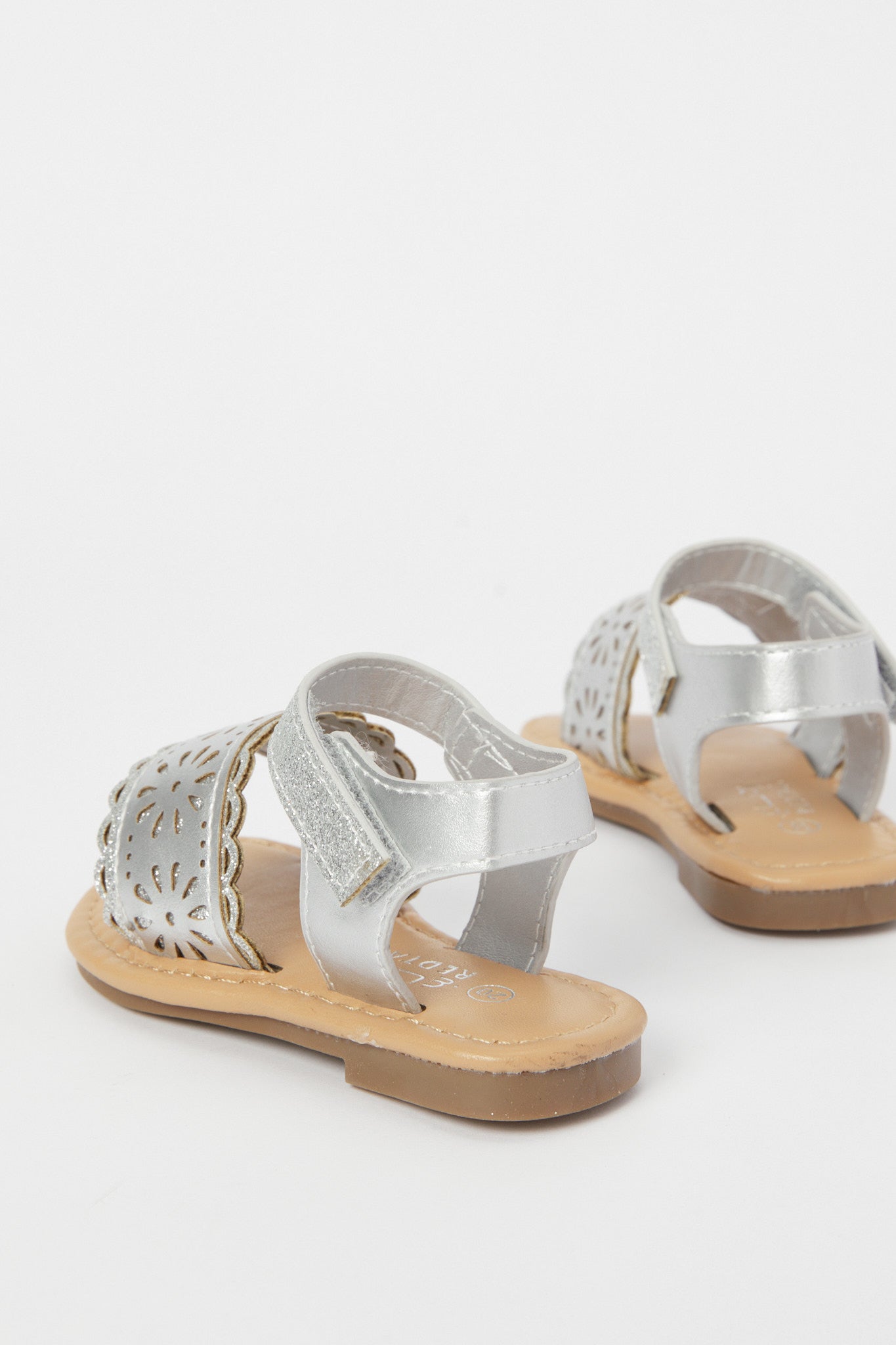 Redtag-Silver-Laser-Cut-Sandal-Category:Shoes,-Colour:Silver,-Deals:New-In,-Filter:Girls-Footwear-(1-to-3-Yrs),-H1:FOO,-H2:ING,-H3:SHO,-H4:CAH,-ING-Shoes,-New-In-ING-FOO,-Non-Sale,-Promo:,-RMD,-S23B,-Season:S23B,-Section:Girls-(0-to-14Yrs)-Infant-Girls-1 to 3 Years