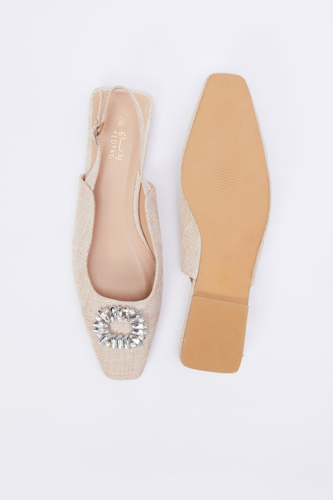 Redtag-Linen-Slingback-With-Embellishment-Category:Shoes,-Colour:Beige,-Deals:New-In,-Filter:Women's-Footwear,-H1:FOO,-H2:LAD,-H3:SHO,-H4:CAH,-New-In-Women-FOO,-Non-Sale,-Promo:,-RMD,-S23B,-Season:S23B,-Section:Women,-Women-Shoes-Women's-