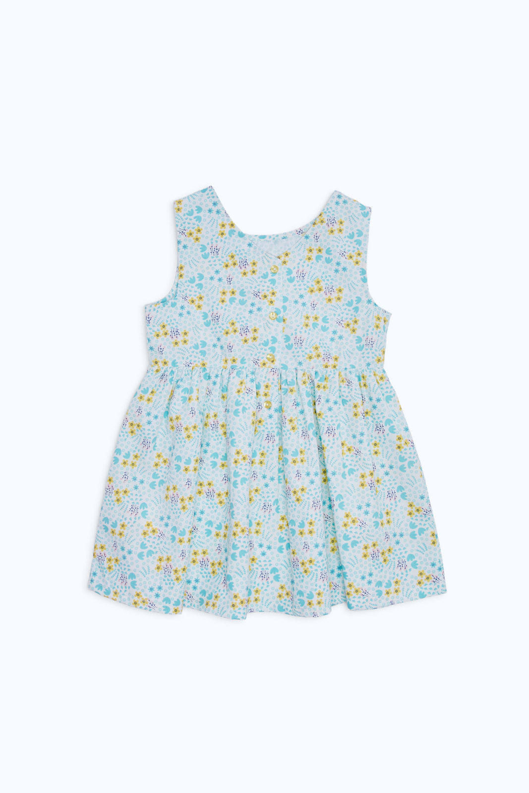 Redtag-Girls-White-Base-Blue-Floral-All-Over-Print-Dress-Category:Dresses,-Colour:White,-Deals:New-In,-Dept:Girls,-Filter:Infant-Girls-(3-to-24-Mths),-H1:KWR,-H2:ING,-H3:DRS,-H4:CAD,-ING-Dresses,-New-In-ING-APL,-Non-Sale,-RMD,-S23C,-Season:S23C,-Section:Girls-(0-to-14Yrs),-VLM-Infant-Girls-3 to 24 Months