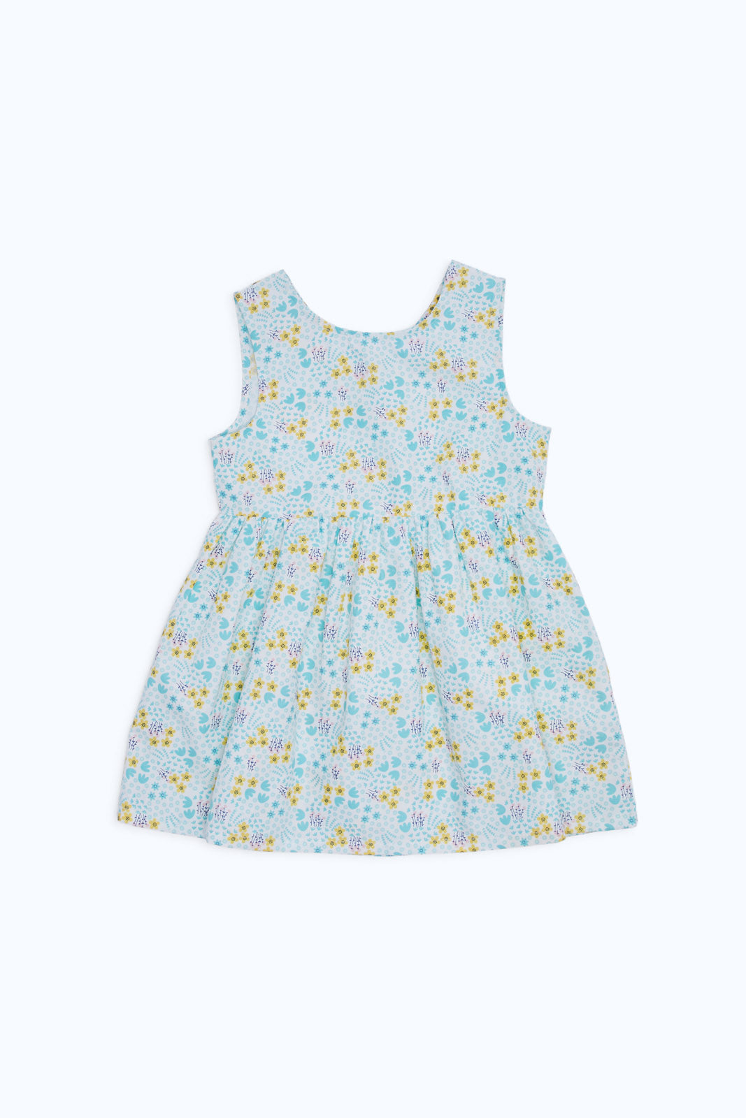 Redtag-Girls-White-Base-Blue-Floral-All-Over-Print-Dress-Category:Dresses,-Colour:White,-Deals:New-In,-Dept:Girls,-Filter:Infant-Girls-(3-to-24-Mths),-H1:KWR,-H2:ING,-H3:DRS,-H4:CAD,-ING-Dresses,-New-In-ING-APL,-Non-Sale,-RMD,-S23C,-Season:S23C,-Section:Girls-(0-to-14Yrs),-VLM-Infant-Girls-3 to 24 Months