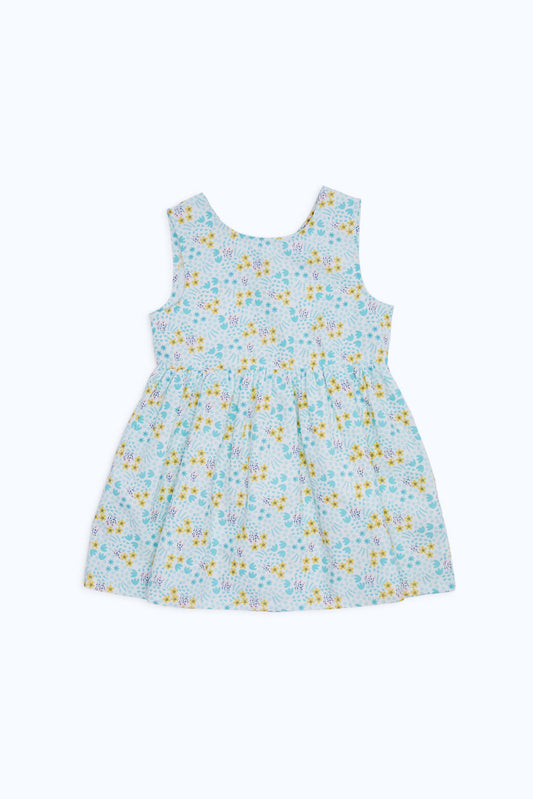 Redtag-Girls-White-Base-Blue-Floral-All-Over-Print-Dress-Category:Dresses,-Colour:White,-Deals:New-In,-Dept:Girls,-Filter:Infant-Girls-(3-to-24-Mths),-H1:KWR,-H2:ING,-H3:DRS,-H4:CAD,-ING-Dresses,-New-In-ING-APL,-Non-Sale,-RMD,-S23C,-Season:S23C,-Section:Girls-(0-to-14Yrs),-VLM-Infant-Girls-3 to 24 Months