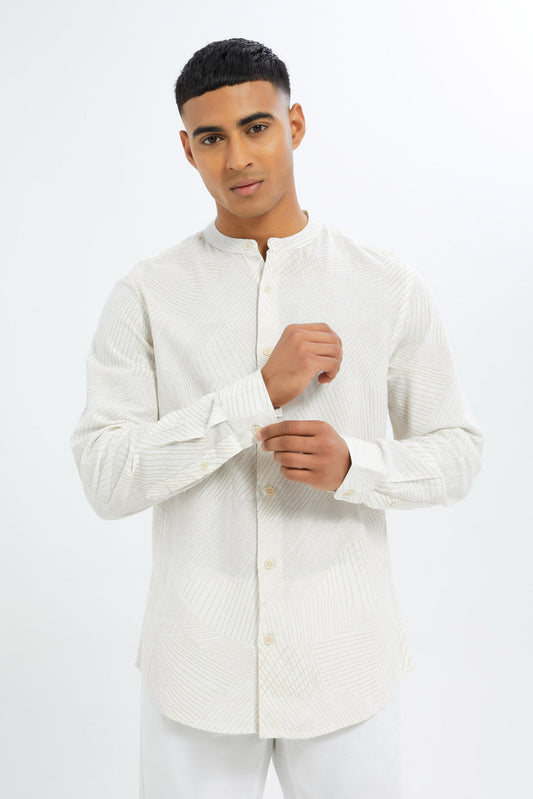 Redtag-Men-Beige-Printed-Mandarin-Collar-Shirt-Category:Shirts,-Colour:Beige,-Deals:New-In,-Dept:Menswear,-Filter:Men's-Clothing,-H1:MWR,-H2:GEN,-H3:SHI,-H4:CSH,-Men-Shirts,-New-In-Men-APL,-Non-Sale,-RMD,-S23C,-Season:S23C,-Section:Men-Men's-