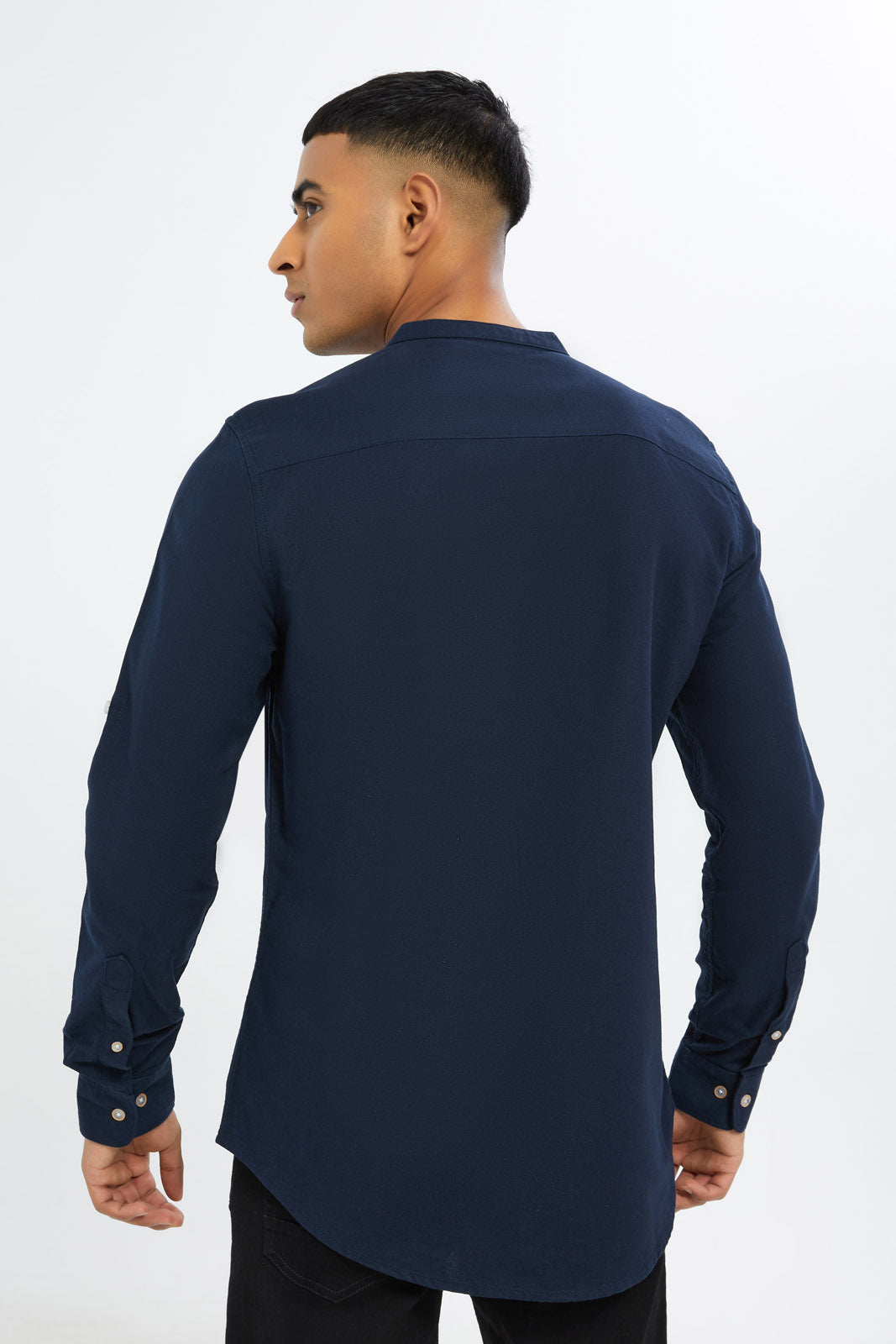 Redtag-Men-Navy-Mandarin-Collar-Full-Button-Shirt-Category:Shirts,-Colour:Navy,-Deals:New-In,-Dept:Menswear,-Filter:Men's-Clothing,-H1:MWR,-H2:GEN,-H3:SHI,-H4:CSH,-Men-Shirts,-New-In-Men-APL,-Non-Sale,-RMD,-S23C,-Season:S23C,-Section:Men-Men's-