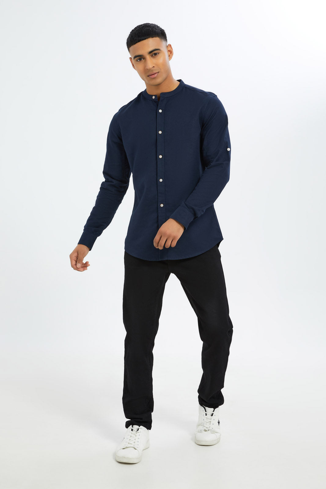 Redtag-Men-Navy-Mandarin-Collar-Full-Button-Shirt-Category:Shirts,-Colour:Navy,-Deals:New-In,-Dept:Menswear,-Filter:Men's-Clothing,-H1:MWR,-H2:GEN,-H3:SHI,-H4:CSH,-Men-Shirts,-New-In-Men-APL,-Non-Sale,-RMD,-S23C,-Season:S23C,-Section:Men-Men's-