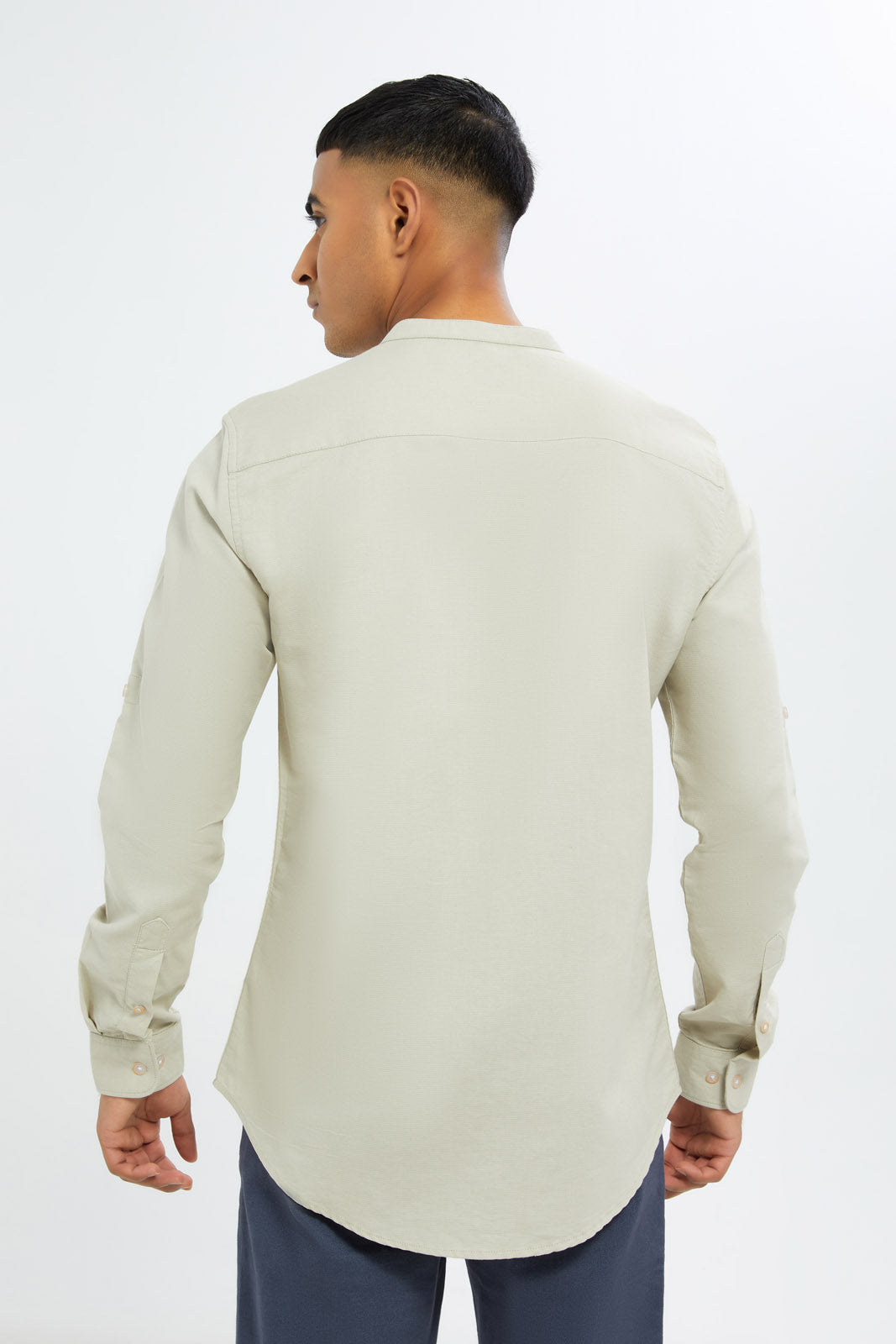 Redtag-Men-Beige-Mandarin-Collar-Full-Button-Shirt-Category:Shirts,-Colour:Beige,-Deals:New-In,-Dept:Menswear,-Filter:Men's-Clothing,-H1:MWR,-H2:GEN,-H3:SHI,-H4:CSH,-Men-Shirts,-New-In-Men-APL,-Non-Sale,-RMD,-S23C,-Season:S23C,-Section:Men-Men's-