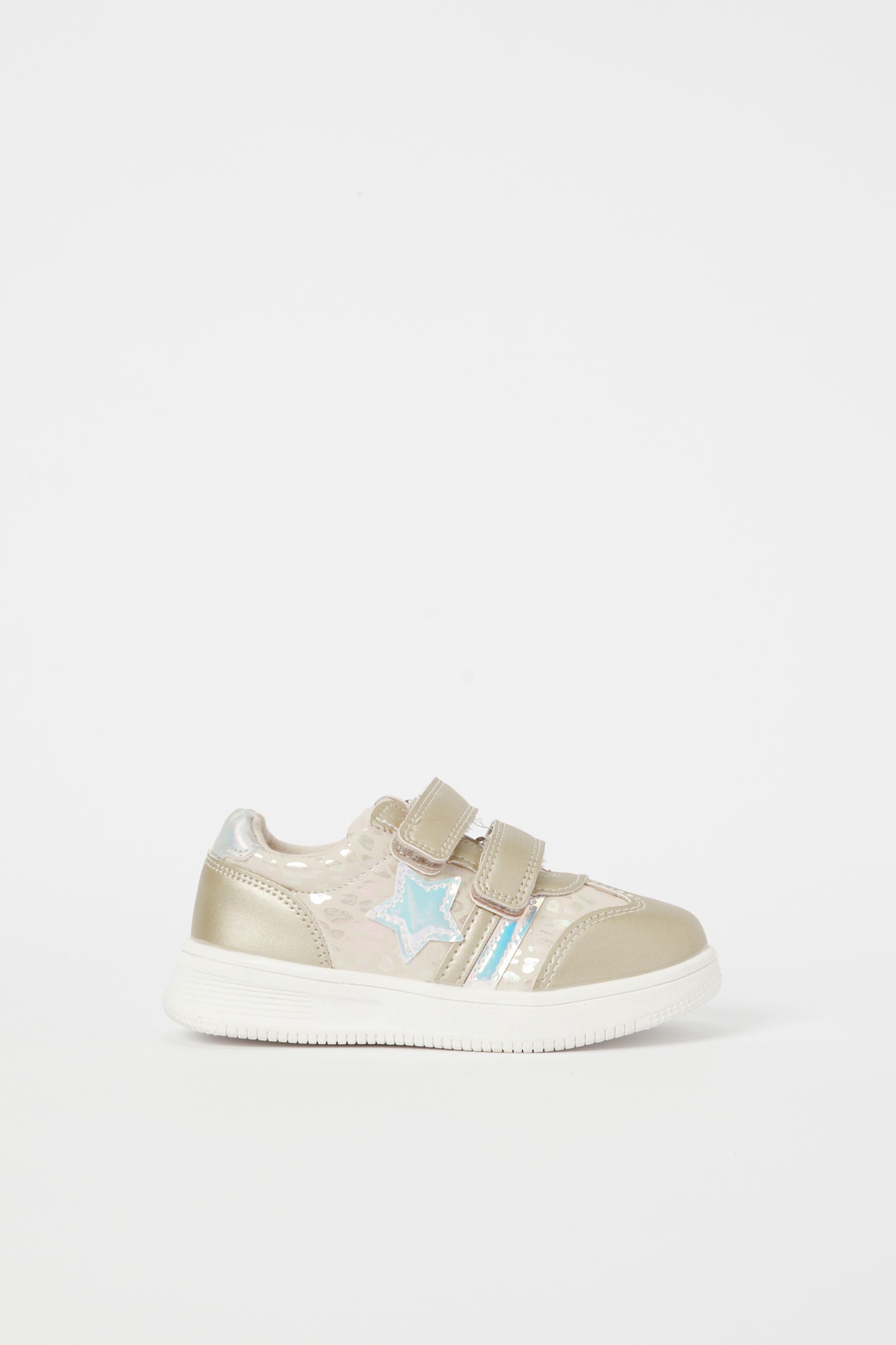 Redtag-Gold-Heart-Trim-Sneaker-Category:Shoes,-Colour:Gold,-Deals:New-In,-Filter:Girls-Footwear-(3-to-5-Yrs),-GIR-Trainers,-H1:FOO,-H2:GIR,-H3:TRN,-H4:CLT,-N/A,-New-In-GIR-FOO,-Non-Sale,-S23B,-Season:S23B,-Section:Girls-(0-to-14Yrs)-Girls-3 to 5 Years