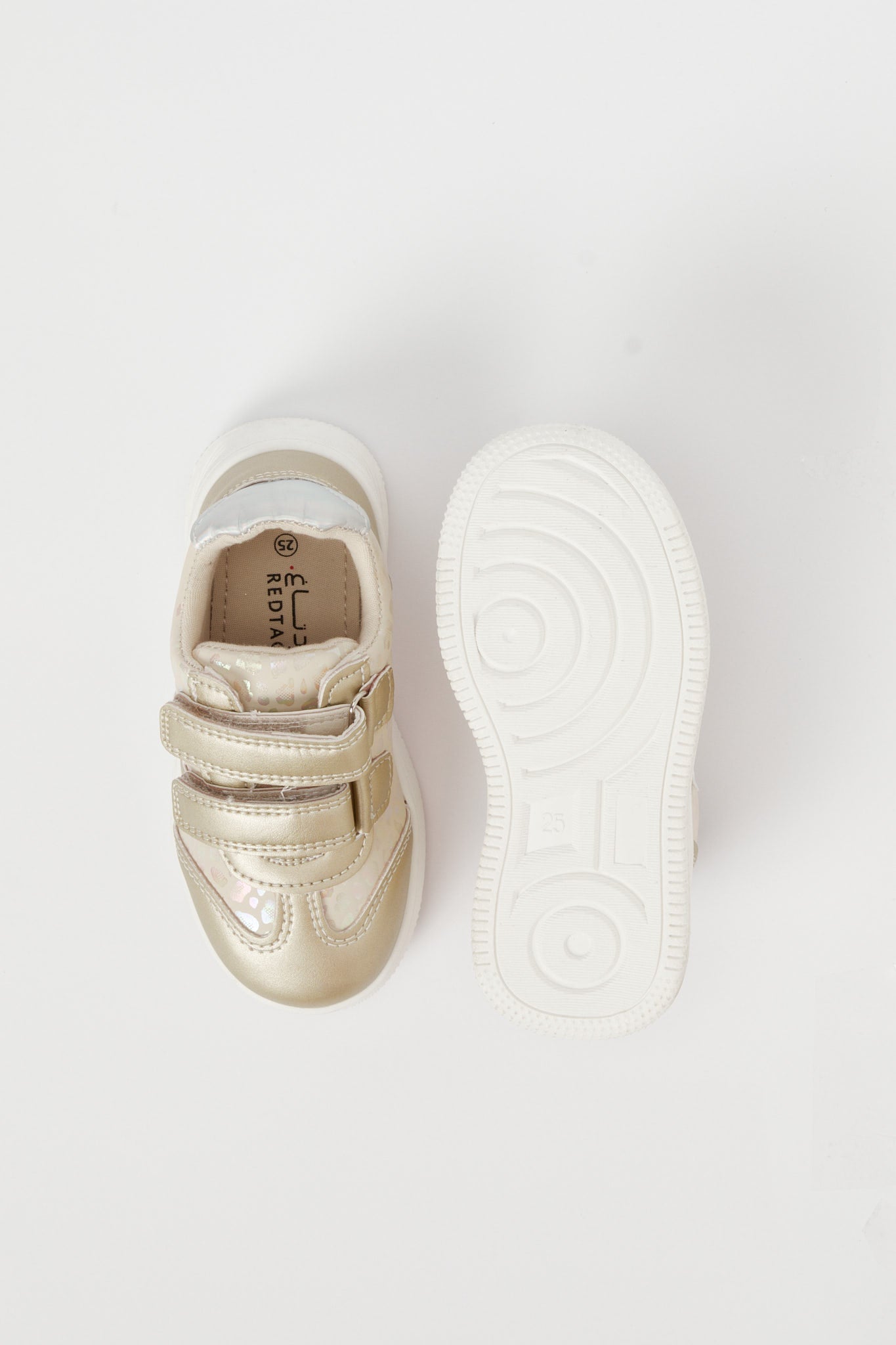 Redtag-Gold-Heart-Trim-Sneaker-Category:Shoes,-Colour:Gold,-Deals:New-In,-Filter:Girls-Footwear-(3-to-5-Yrs),-GIR-Trainers,-H1:FOO,-H2:GIR,-H3:TRN,-H4:CLT,-N/A,-New-In-GIR-FOO,-Non-Sale,-S23B,-Season:S23B,-Section:Girls-(0-to-14Yrs)-Girls-3 to 5 Years