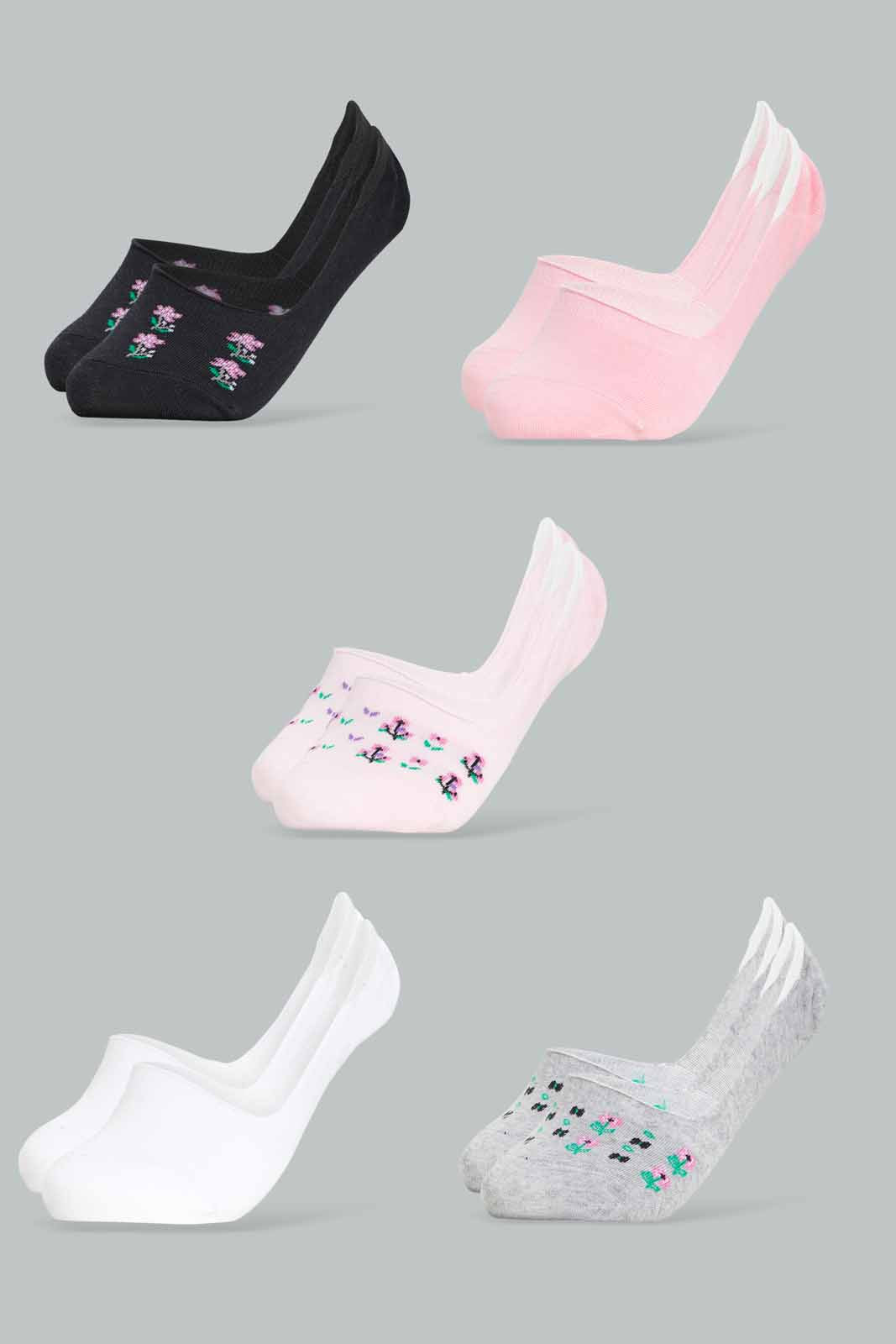 Redtag-Women-Fashion-Printed-Invisible-Socks-Pack-Of-5-365,-Category:Socks,-Colour:Assorted,-Deals:New-In,-Dept:Ladieswear,-Filter:Women's-Clothing,-New-In-Women-APL,-Non-Sale,-Section:Women,-Women-Socks--