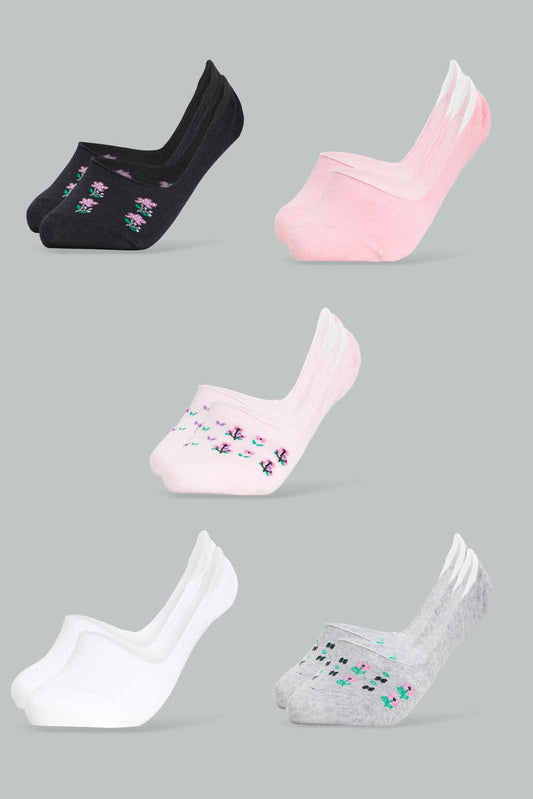 Redtag-Women-Fashion-Printed-Invisible-Socks-Pack-Of-5-365,-Category:Socks,-Colour:Assorted,-Deals:New-In,-Dept:Ladieswear,-Filter:Women's-Clothing,-New-In-Women-APL,-Non-Sale,-Section:Women,-Women-Socks--