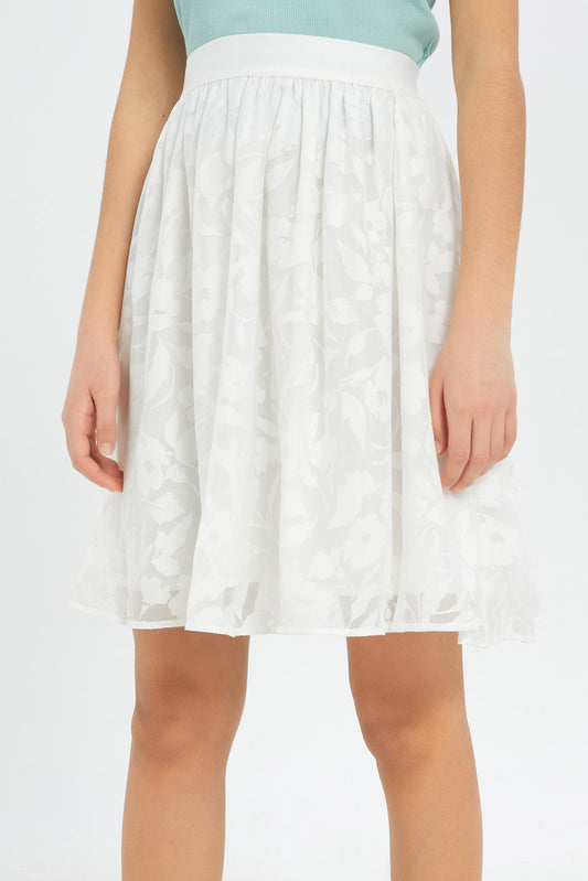 Redtag-Girls-White-Dobby-Skater-Skirts-Category:Skirts,-Colour:White,-Deals:New-In,-Dept:Girls,-Filter:Senior-Girls-(8-to-14-Yrs),-GSR-Skirts,-H1:KWR,-H2:GSR,-H3:SKT,-H4:CAK,-New-In-GSR-APL,-Non-Sale,-RMD,-S23C,-Season:S23C,-Section:Girls-(0-to-14Yrs)-Senior-Girls-9 to 14 Years