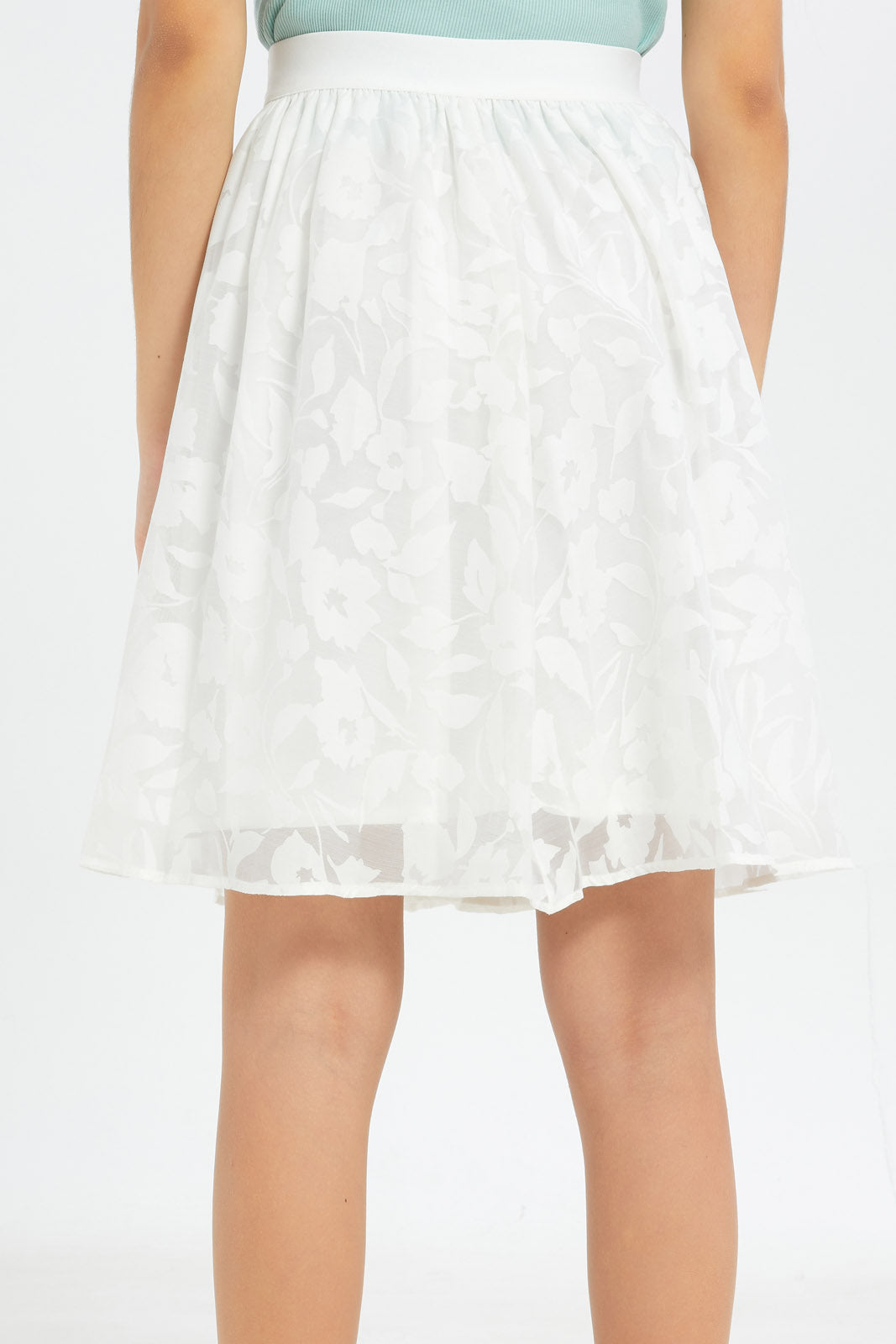 Redtag-Girls-White-Dobby-Skater-Skirts-Category:Skirts,-Colour:White,-Deals:New-In,-Dept:Girls,-Filter:Senior-Girls-(8-to-14-Yrs),-GSR-Skirts,-H1:KWR,-H2:GSR,-H3:SKT,-H4:CAK,-New-In-GSR-APL,-Non-Sale,-RMD,-S23C,-Season:S23C,-Section:Girls-(0-to-14Yrs)-Senior-Girls-9 to 14 Years