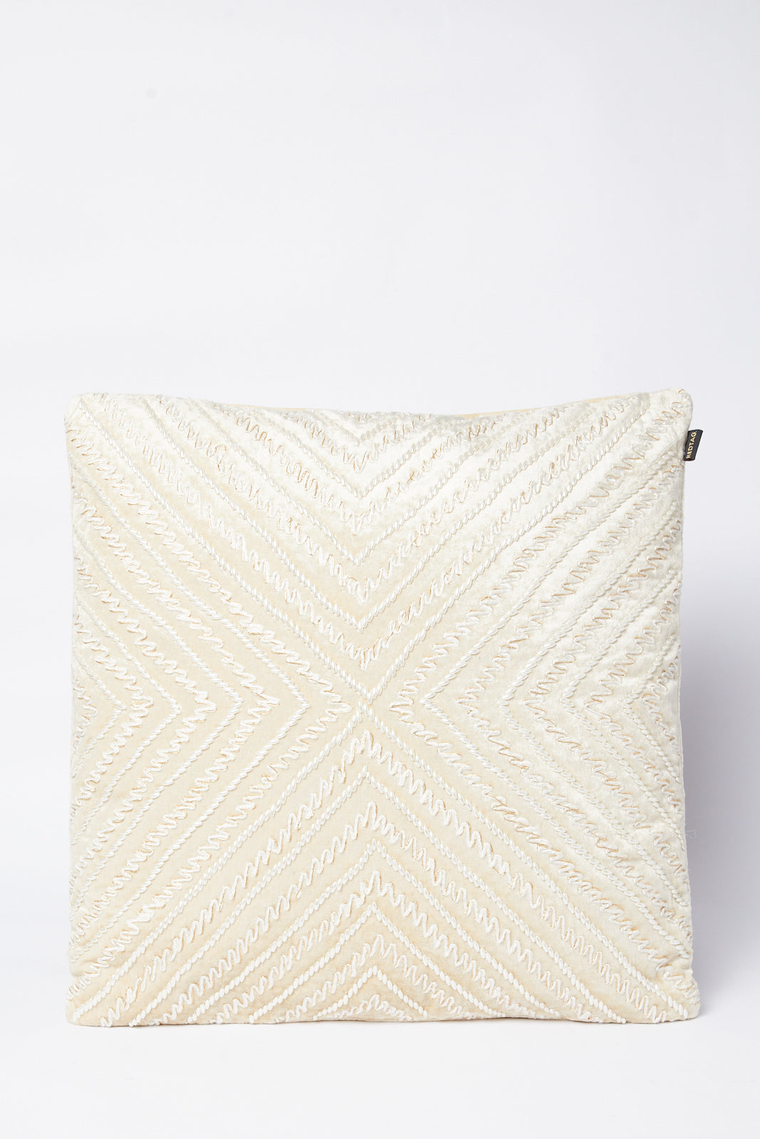 Redtag-Beige-Pearl-Bead-Embroidery-Velvet-Cushion-Category:Cushions,-Colour:Beige,-Deals:New-In,-Filter:Home-Bedroom,-HMW-BED-Cushions,-New-In-HMW-BED,-Non-Sale,-S23B,-Section:Homewares-Home-Bedroom-