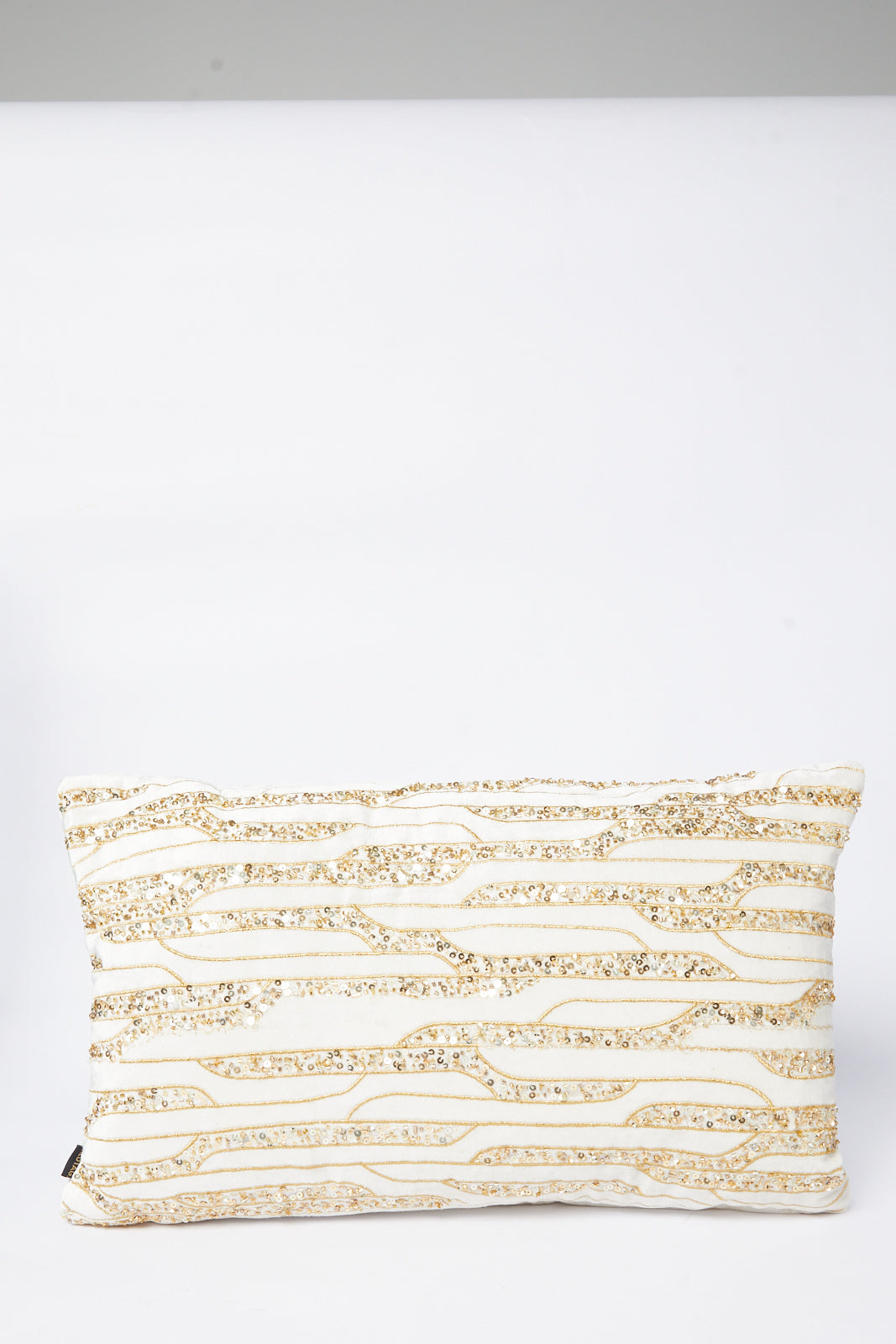 Redtag-Beige/Gold-Sequins-Velvet-Cushion-Category:Cushions,-Colour:Beige,-Deals:New-In,-Filter:Home-Bedroom,-HMW-BED-Cushions,-New-In-HMW-BED,-Non-Sale,-S23B,-Section:Homewares-Home-Bedroom-