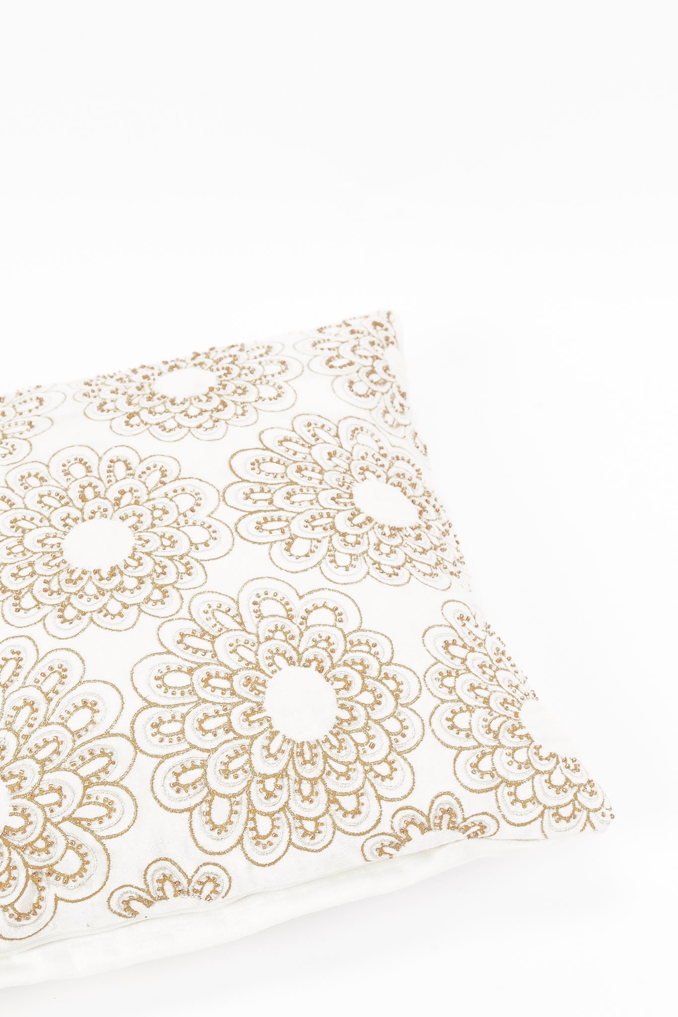 Redtag-Ivory-Floral-Beadwork-Velvet-Cushion-Category:Cushions,-Colour:Ivory,-Deals:New-In,-Filter:Home-Bedroom,-HMW-BED-Cushions,-New-In-HMW-BED,-Non-Sale,-S23B,-Section:Homewares-Home-Bedroom-