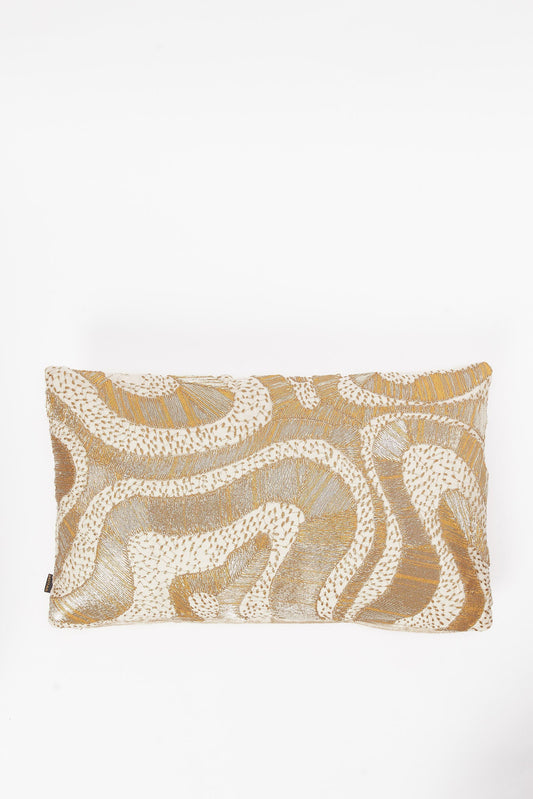 Redtag-Gold-Abstract-Embroidery-Cushion-Category:Cushions,-Colour:Gold,-Deals:New-In,-Filter:Home-Bedroom,-HMW-BED-Cushions,-New-In-HMW-BED,-Non-Sale,-S23B,-Section:Homewares-Home-Bedroom-