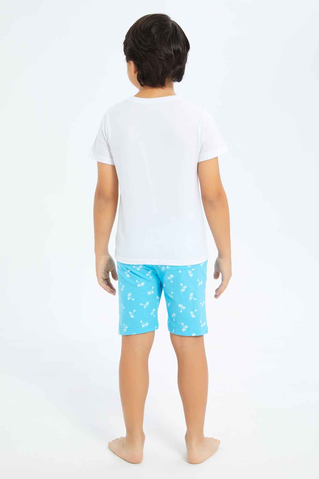 Redtag-Boys-White-Bear-Print-Short-Sleeve-Tee-And-Aop-Shorts-Pyjama-Set-BOY-Pyjama-Sets,-Category:Pyjama-Sets,-Colour:White,-Deals:New-In,-Dept:Boys,-Filter:Boys-(2-to-8-Yrs),-New-In-BOY-APL,-Non-Sale,-S23C,-Section:Boys-(0-to-14Yrs),-VLM-Boys-2 to 8 Years