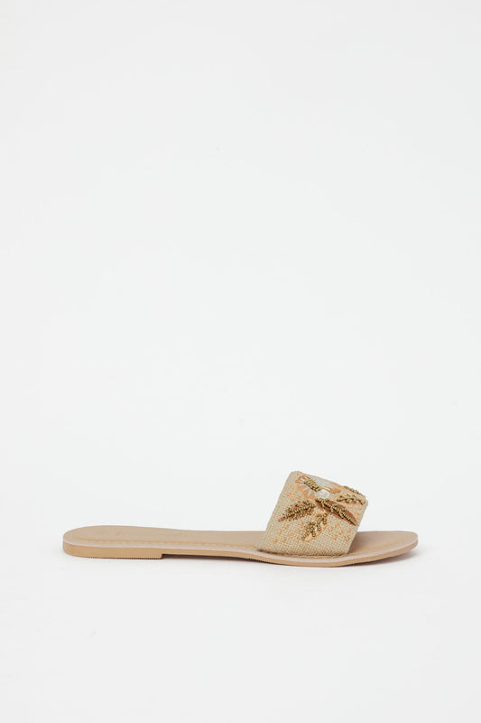Redtag-Natural-And-Brown-Embroidered-Mule-Category:Shoes,-Colour:Brown,-Deals:New-In,-Filter:Women's-Footwear,-H1:FOO,-H2:LAD,-H3:SAF,-H4:SAN,-LEC-Sandals,-New-In-Women-FOO,-Non-Sale,-Promo:,-RMD,-S23C,-Season:S23C,-Section:Women-Women's-