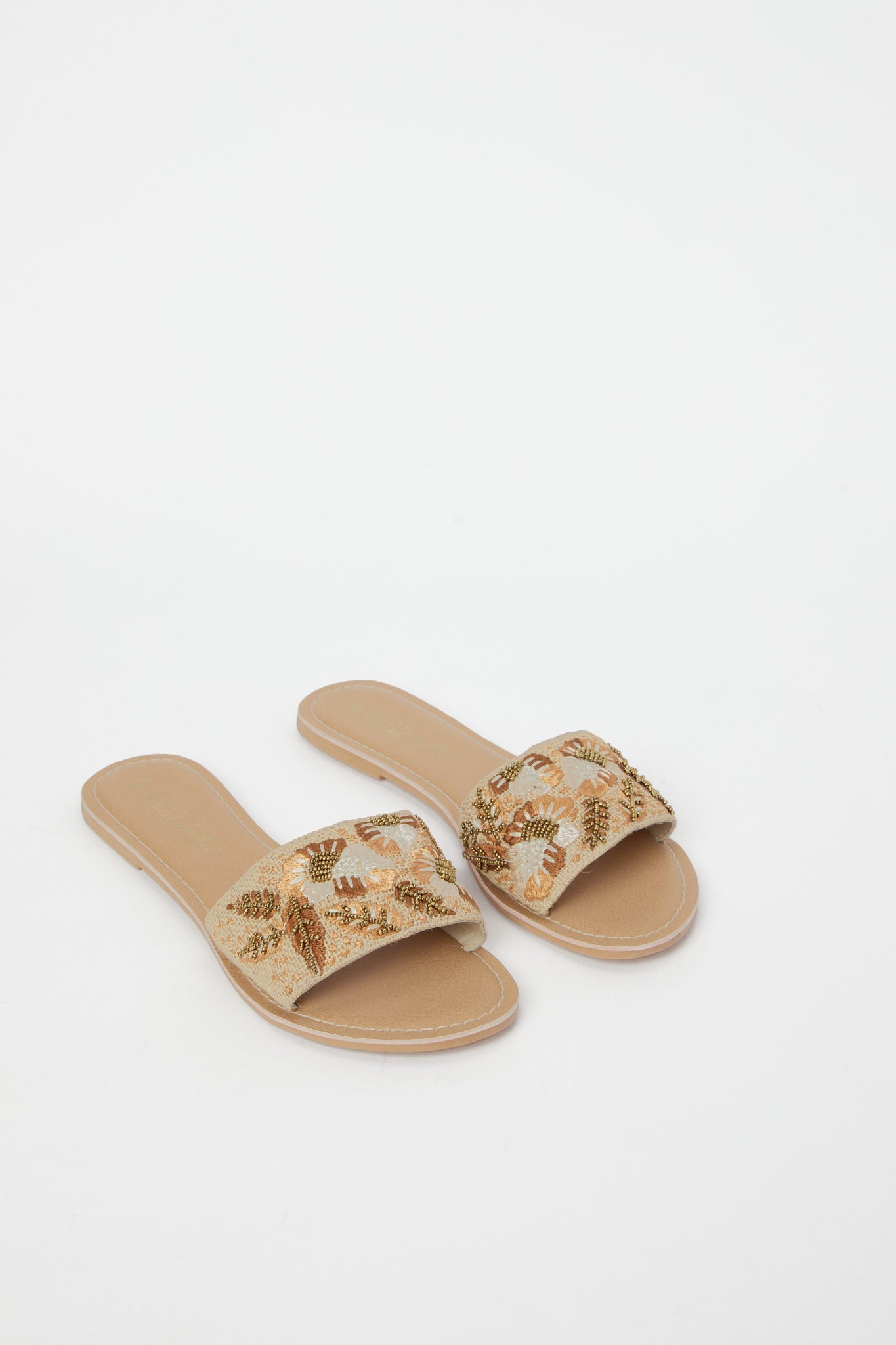 Redtag-Natural-And-Brown-Embroidered-Mule-Category:Shoes,-Colour:Brown,-Deals:New-In,-Filter:Women's-Footwear,-H1:FOO,-H2:LAD,-H3:SAF,-H4:SAN,-LEC-Sandals,-New-In-Women-FOO,-Non-Sale,-Promo:,-RMD,-S23C,-Season:S23C,-Section:Women-Women's-