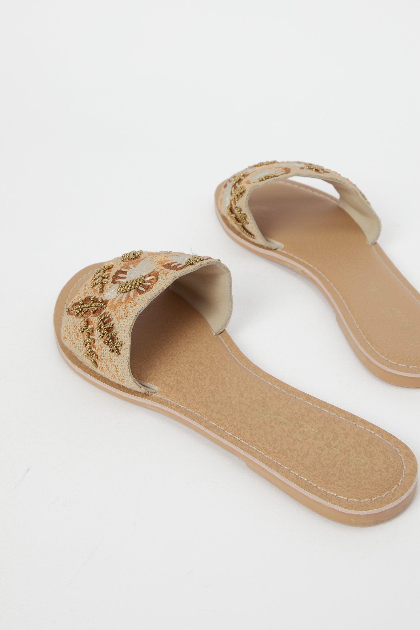 Redtag-Natural-And-Brown-Embroidered-Mule-Category:Shoes,-Colour:Brown,-Deals:New-In,-Filter:Women's-Footwear,-H1:FOO,-H2:LAD,-H3:SAF,-H4:SAN,-LEC-Sandals,-New-In-Women-FOO,-Non-Sale,-Promo:,-RMD,-S23C,-Season:S23C,-Section:Women-Women's-