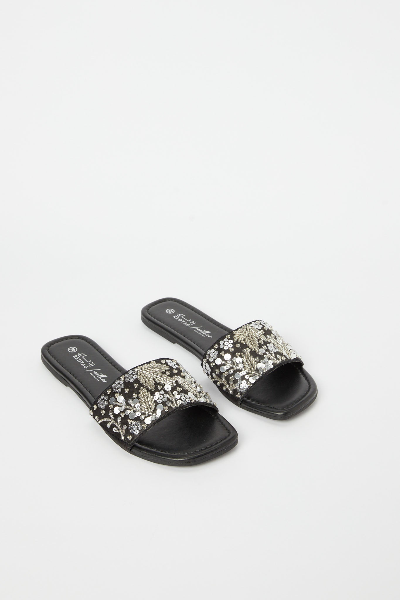 Redtag-Black-And-Silver-Embellished-Mule-Category:Shoes,-Colour:Black,-Deals:New-In,-Filter:Women's-Footwear,-H1:FOO,-H2:LAD,-H3:SAF,-H4:SAN,-LEC-Sandals,-New-In-Women-FOO,-Non-Sale,-Promo:,-RMD,-S23C,-Season:S23C,-Section:Women-Women's-