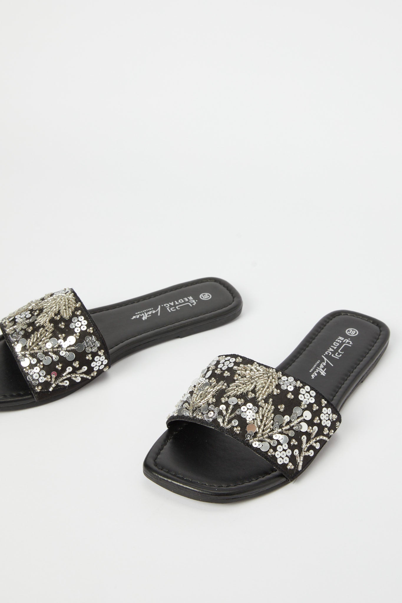 Redtag-Black-And-Silver-Embellished-Mule-Category:Shoes,-Colour:Black,-Deals:New-In,-Filter:Women's-Footwear,-H1:FOO,-H2:LAD,-H3:SAF,-H4:SAN,-LEC-Sandals,-New-In-Women-FOO,-Non-Sale,-Promo:,-RMD,-S23C,-Season:S23C,-Section:Women-Women's-
