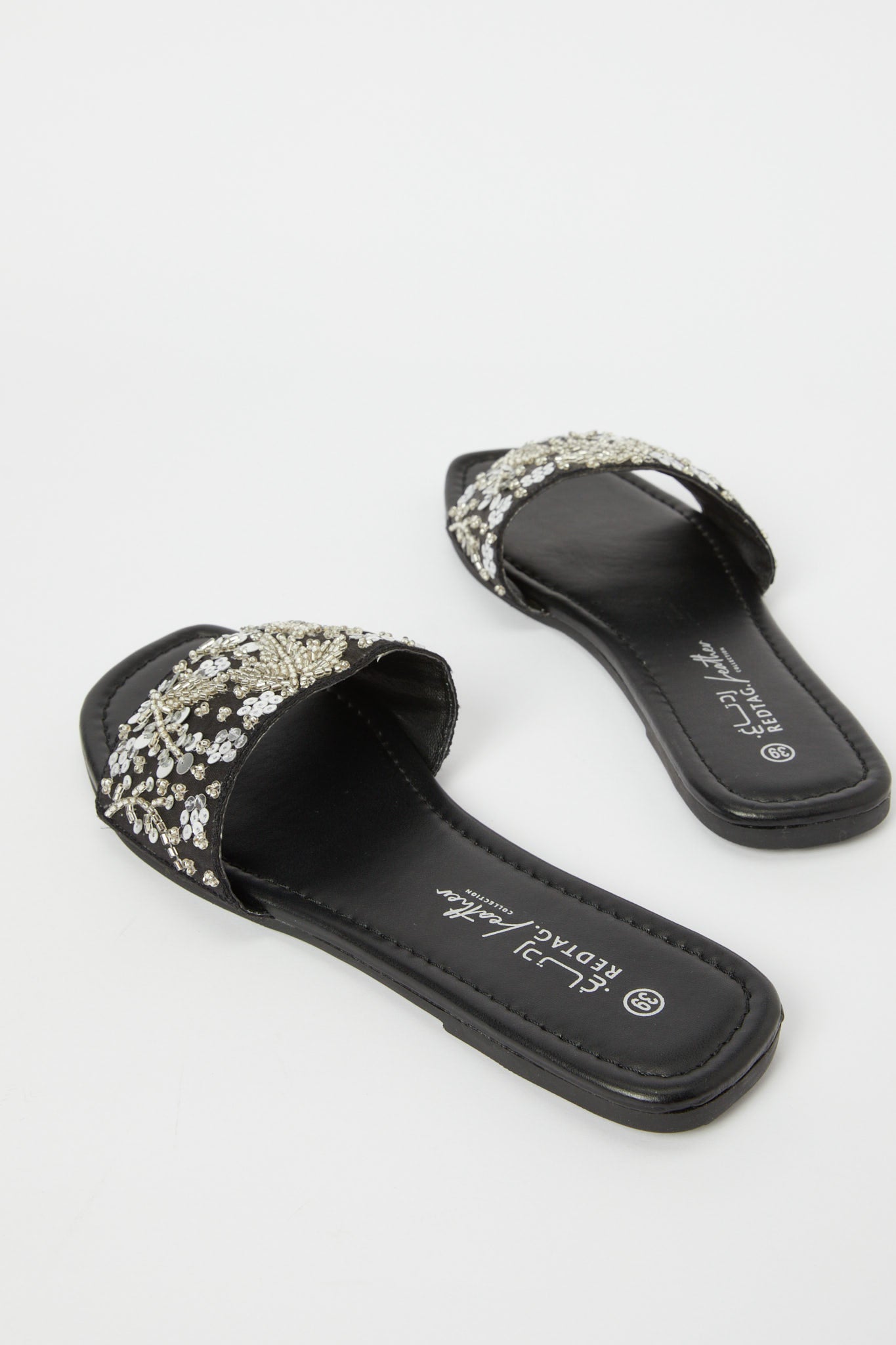Redtag-Black-And-Silver-Embellished-Mule-Category:Shoes,-Colour:Black,-Deals:New-In,-Filter:Women's-Footwear,-H1:FOO,-H2:LAD,-H3:SAF,-H4:SAN,-LEC-Sandals,-New-In-Women-FOO,-Non-Sale,-Promo:,-RMD,-S23C,-Season:S23C,-Section:Women-Women's-