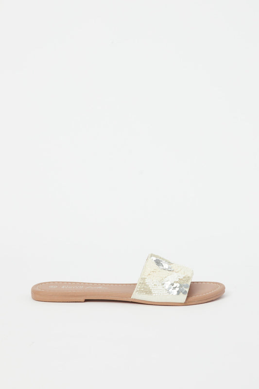 Redtag-Ivory-Sequin-Mule-Category:Shoes,-Colour:Ivory,-Deals:New-In,-Filter:Women's-Footwear,-H1:FOO,-H2:LAD,-H3:SAF,-H4:SAN,-LEC-Sandals,-New-In-Women-FOO,-Non-Sale,-Promo:,-RMD,-S23C,-Season:S23C,-Section:Women-Women's-