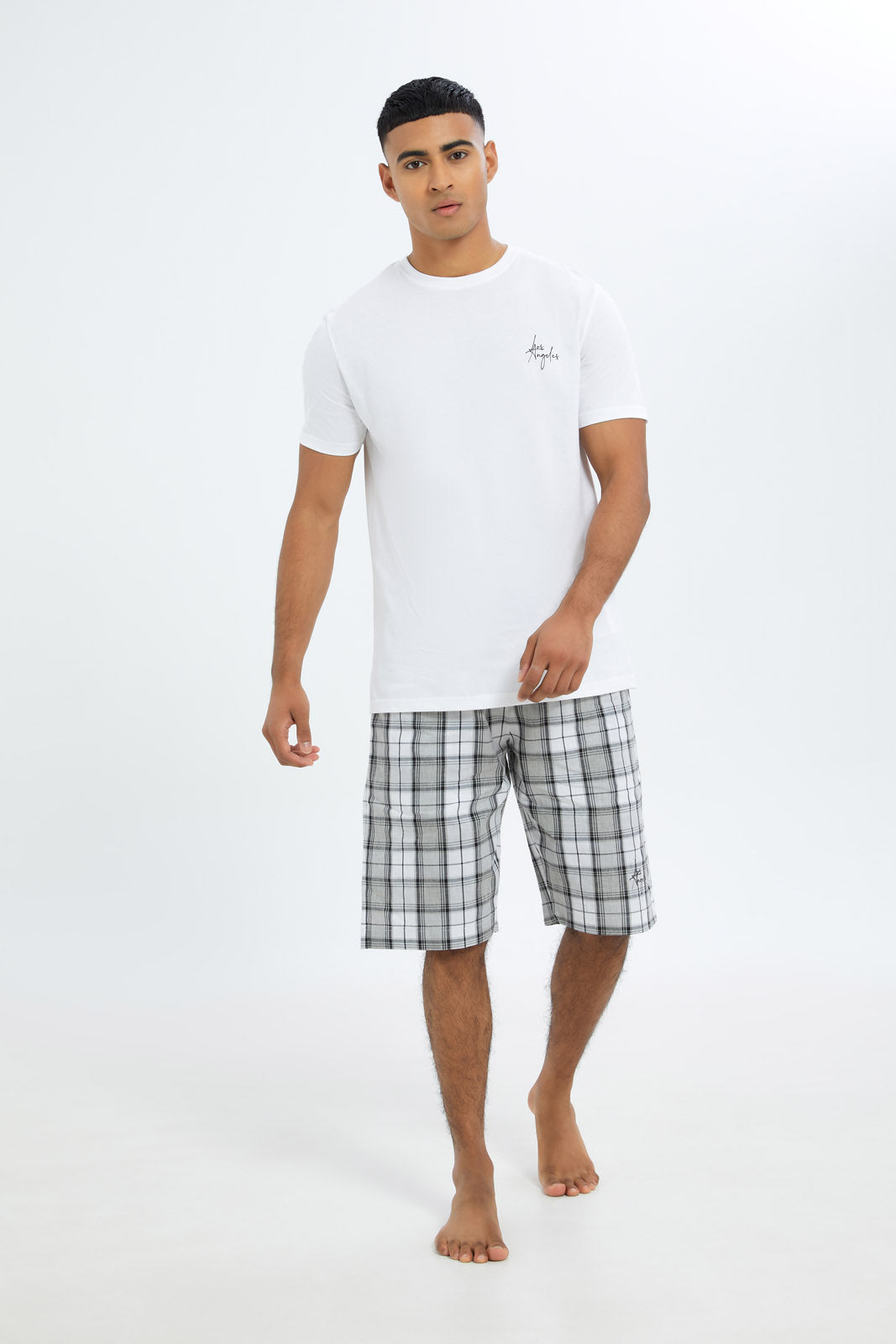 Redtag-Men-White-Shorts-Pyjama-Set-Category:Pyjama-Sets,-Colour:White,-Deals:New-In,-Dept:Menswear,-Filter:Men's-Clothing,-H1:MWR,-H2:GEN,-H3:NWR,-H4:PJS,-Men-Pyjama-Sets,-New-In-Men-APL,-Non-Sale,-S23C,-Season:S23C,-Section:Men-Men's-