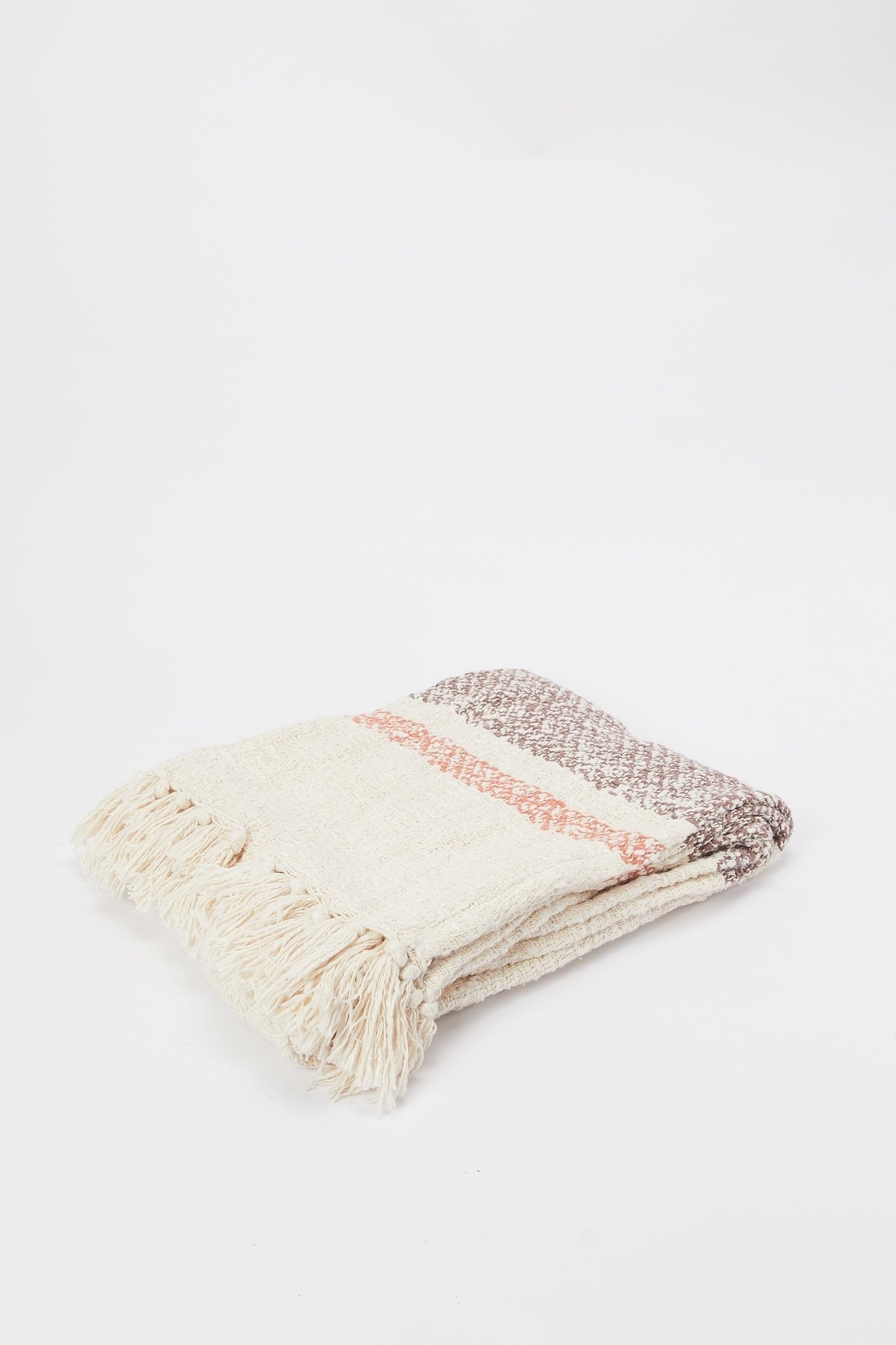 Redtag-Ivory/Brown-Stripe-Jacquard-Throw-With-Fringe-Tassel-Category:Throws,-Colour:Ivory,-Deals:New-In,-Filter:Home-Bedroom,-H1:HMW,-H2:BED,-H3:BEC,-H4:THR,-HMW-BED-Throws,-New-In-HMW-BED,-Non-Sale,-Promo:JULIETTE,-S23B,-Season:S23B,-Section:Homewares,-Style:JACQUARD-Home-Bedroom-