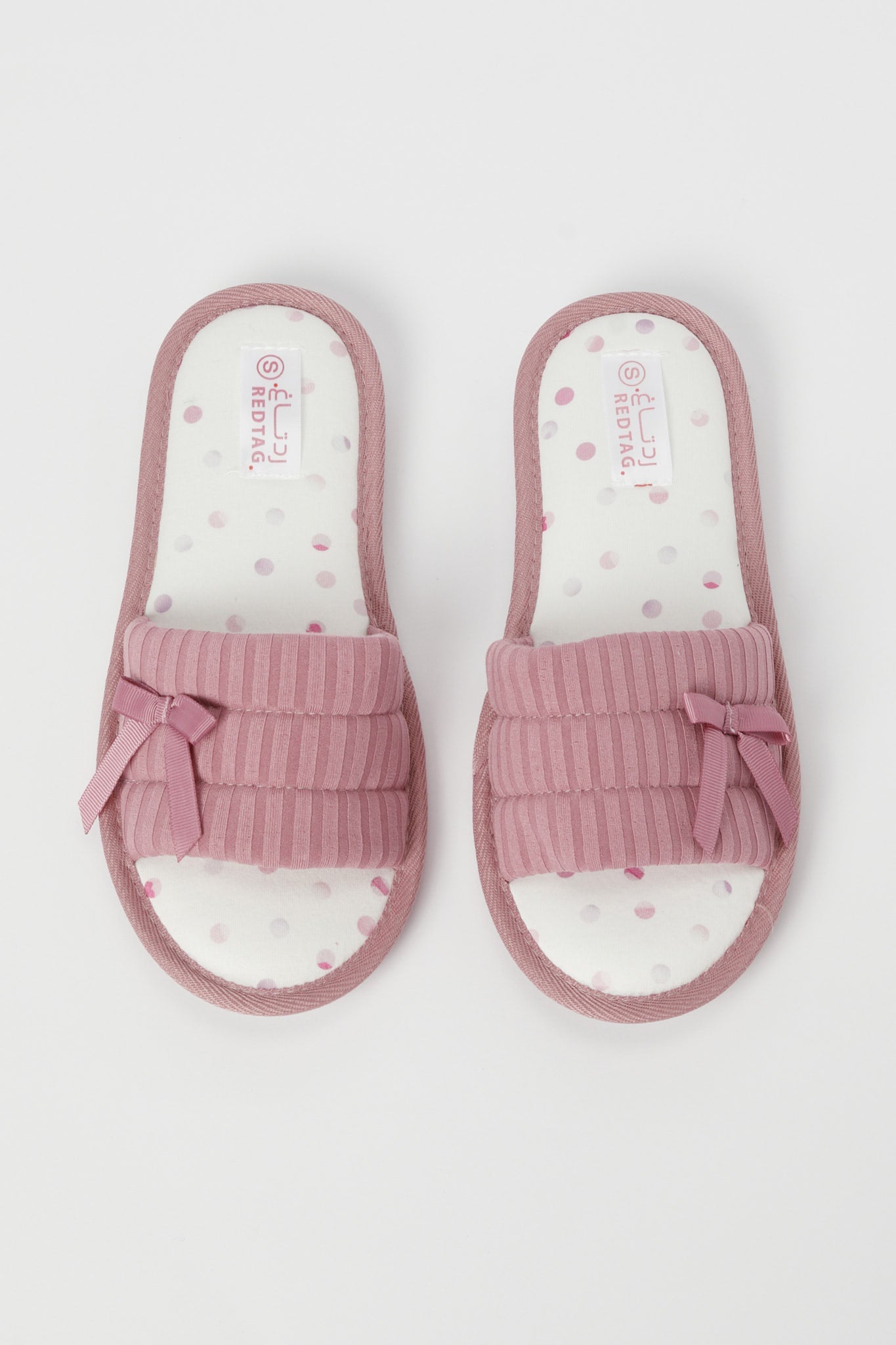 Redtag-Pink-Print-Slipper-With-Bow-Category:Shoes,-Colour:Pink,-Deals:New-In,-Filter:Women's-Footwear,-H1:FOO,-H2:LAD,-H3:SLI,-H4:SLI,-N/A,-New-In-Women-FOO,-Non-Sale,-S23C,-Season:S23C,-Section:Women,-Women-Slippers-Women's-