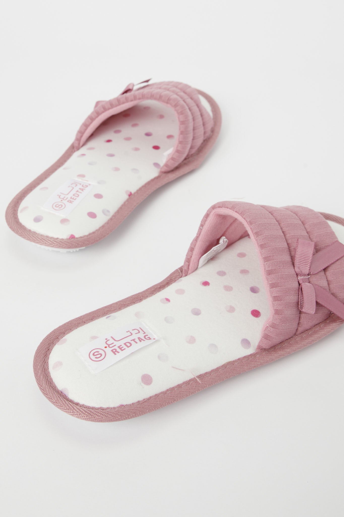 Redtag-Pink-Print-Slipper-With-Bow-Category:Shoes,-Colour:Pink,-Deals:New-In,-Filter:Women's-Footwear,-H1:FOO,-H2:LAD,-H3:SLI,-H4:SLI,-N/A,-New-In-Women-FOO,-Non-Sale,-S23C,-Season:S23C,-Section:Women,-Women-Slippers-Women's-