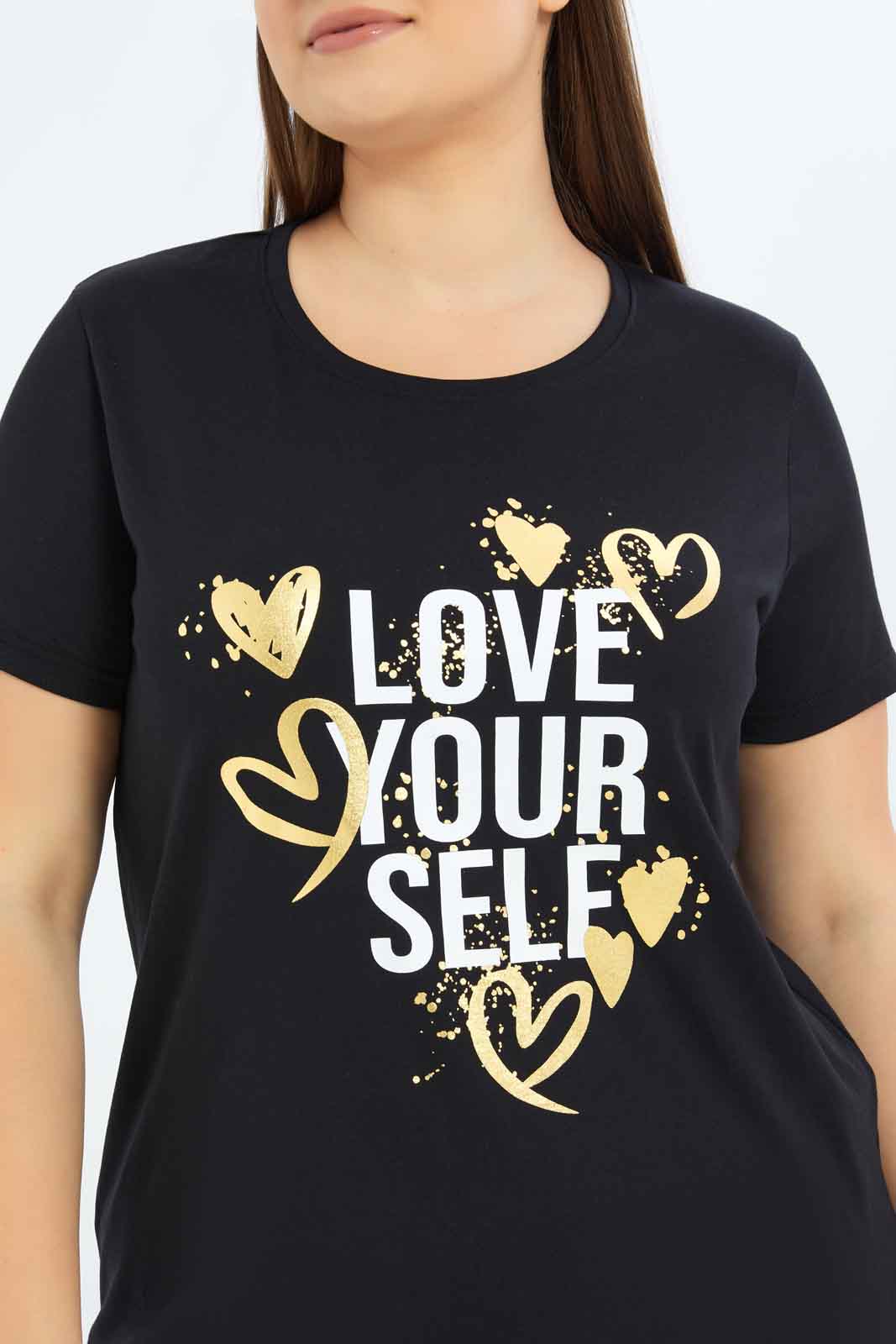 Redtag-Women-Black-Graphic-T-Shirt-Category:T-Shirts,-Colour:Black,-Deals:New-In,-Dept:Ladieswear,-Filter:Plus-Size,-LDP-T-Shirts,-New-In-LDP-APL,-Non-Sale,-S23B,-Section:Women,-TBL-Women's-