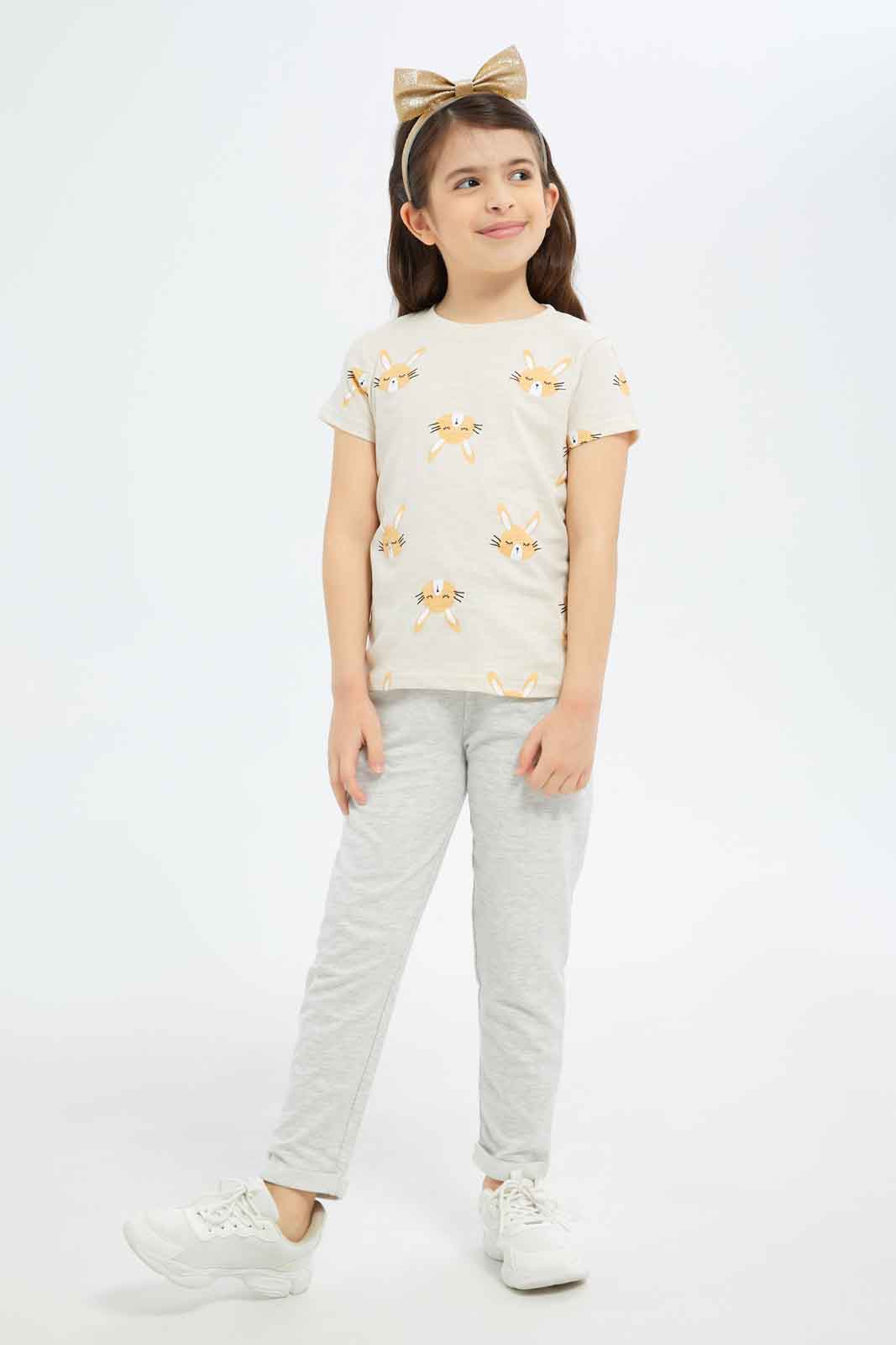 Redtag-Girls-Beige-All-Over-Print-Tee-Category:T-Shirts,-Colour:Beige,-Deals:New-In,-Dept:Girls,-Filter:Girls-(2-to-8-Yrs),-GIR-T-Shirts,-New-In-GIR-APL,-Non-Sale,-S23B,-Section:Girls-(0-to-14Yrs),-TBL-Girls-2 to 8 Years