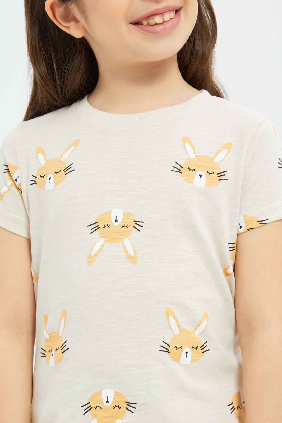 Redtag-Girls-Beige-All-Over-Print-Tee-Category:T-Shirts,-Colour:Beige,-Deals:New-In,-Dept:Girls,-Filter:Girls-(2-to-8-Yrs),-GIR-T-Shirts,-New-In-GIR-APL,-Non-Sale,-S23B,-Section:Girls-(0-to-14Yrs),-TBL-Girls-2 to 8 Years