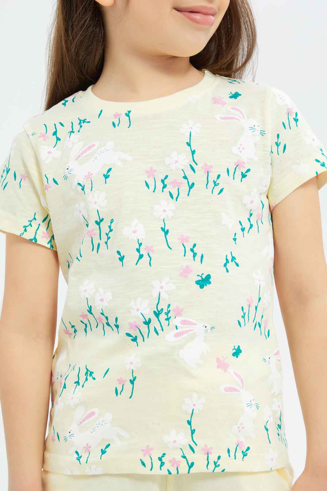 Redtag-Girls-Coral-All-Over-Print-Tee-Category:T-Shirts,-Colour:Apricot,-Deals:New-In,-Dept:Girls,-Filter:Girls-(2-to-8-Yrs),-GIR-T-Shirts,-New-In-GIR-APL,-Non-Sale,-S23B,-Section:Girls-(0-to-14Yrs),-TBL-Girls-2 to 8 Years
