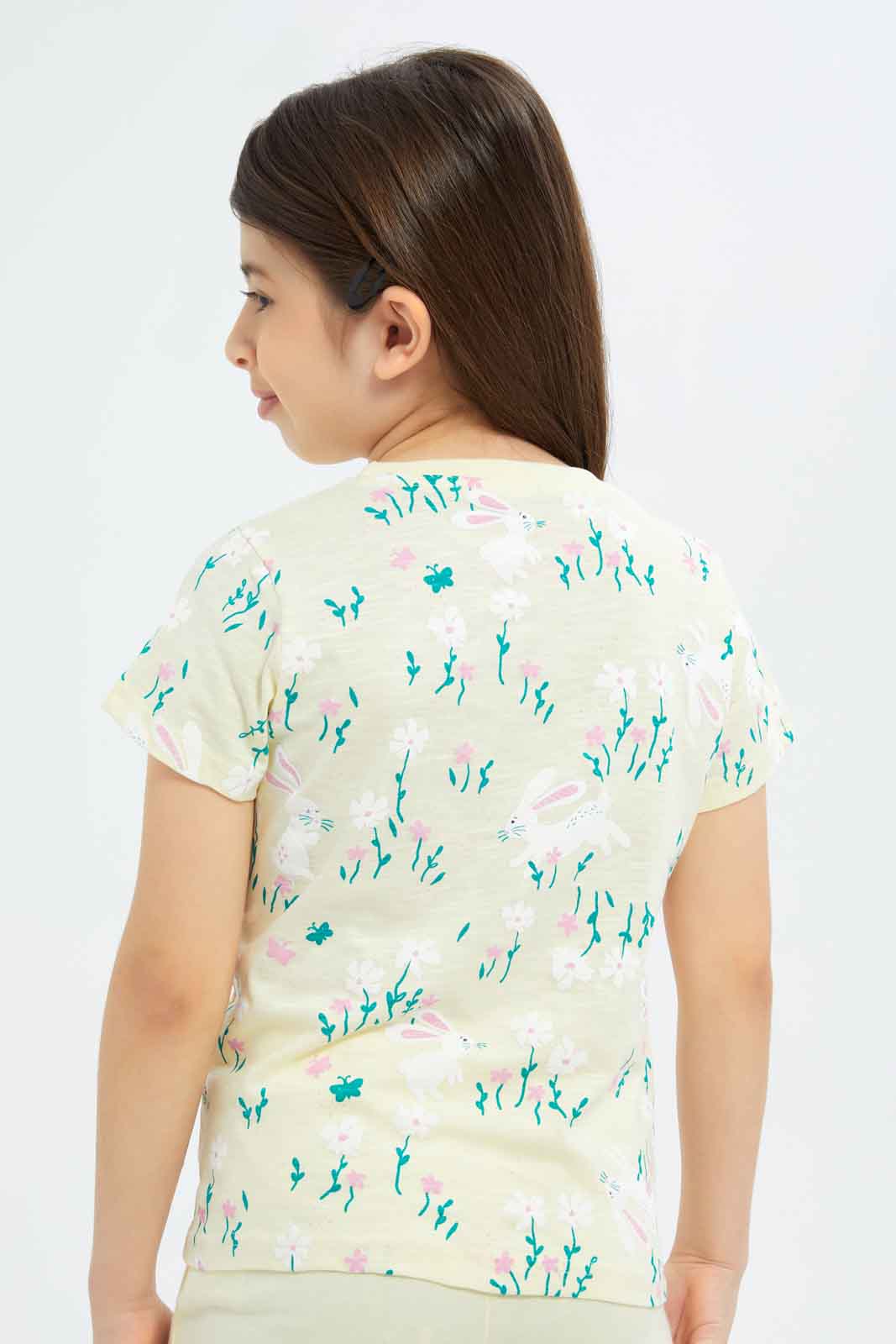 Redtag-Girls-Coral-All-Over-Print-Tee-Category:T-Shirts,-Colour:Apricot,-Deals:New-In,-Dept:Girls,-Filter:Girls-(2-to-8-Yrs),-GIR-T-Shirts,-New-In-GIR-APL,-Non-Sale,-S23B,-Section:Girls-(0-to-14Yrs),-TBL-Girls-2 to 8 Years