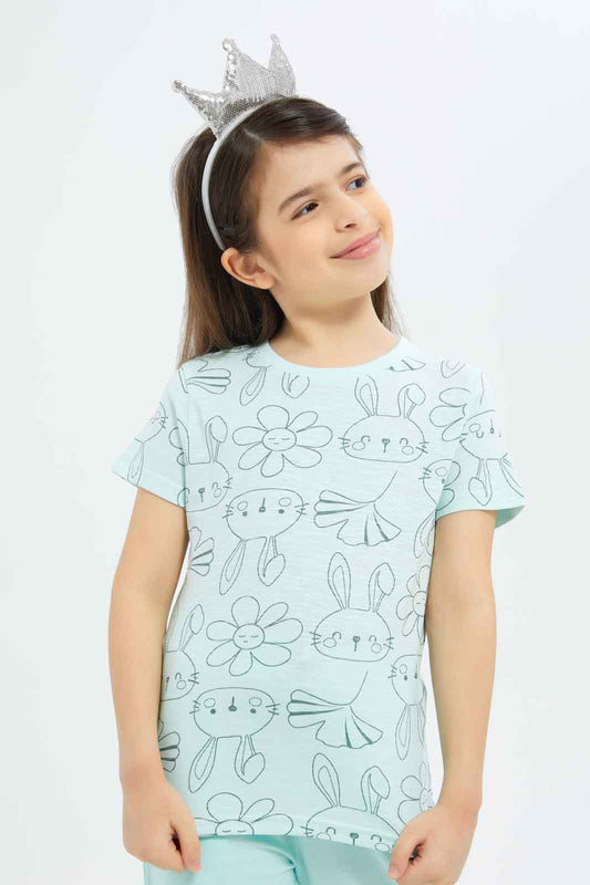 Redtag-Girls-Mint-All-Over-Print-Tee-Category:T-Shirts,-Colour:Mint,-Deals:New-In,-Dept:Girls,-Filter:Girls-(2-to-8-Yrs),-GIR-T-Shirts,-New-In-GIR-APL,-Non-Sale,-S23B,-Section:Girls-(0-to-14Yrs),-TBL-Girls-2 to 8 Years