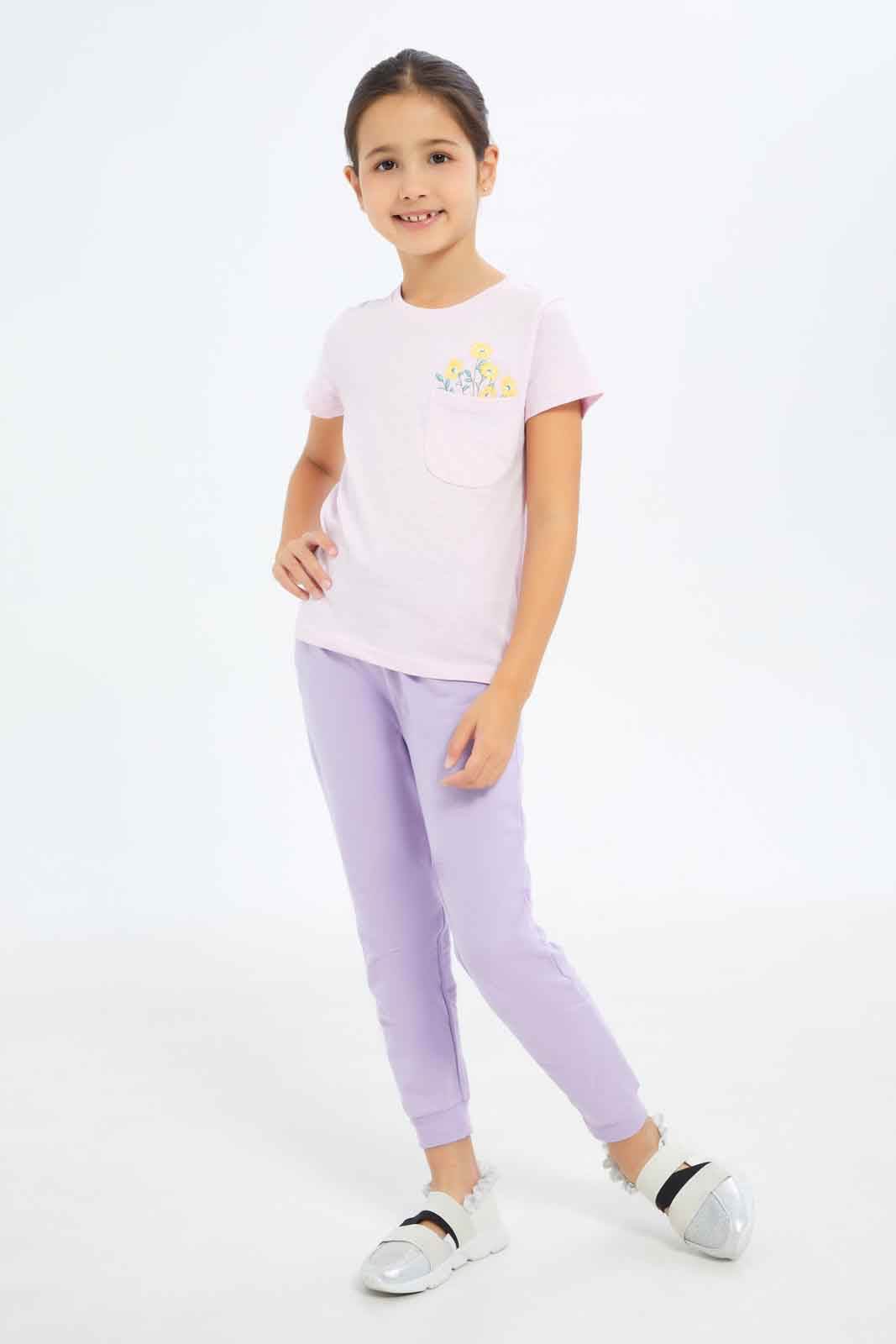 Redtag-Girls-Pink-With-Embro-Top-Category:T-Shirts,-Colour:Apricot,-Deals:New-In,-Dept:Girls,-Filter:Girls-(2-to-8-Yrs),-GIR-T-Shirts,-New-In-GIR-APL,-Non-Sale,-S23B,-Section:Girls-(0-to-14Yrs),-TBL-Girls-2 to 8 Years