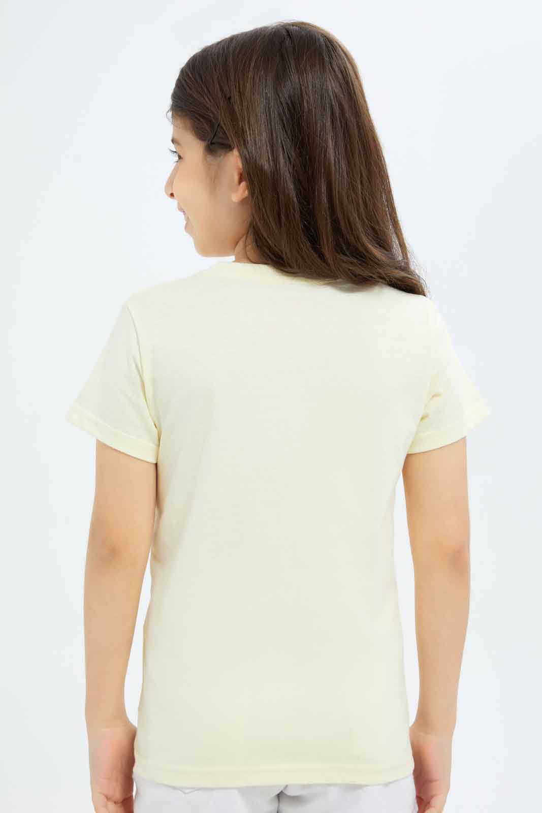 Redtag-Girls-Beige-Sequence-Tee-Category:T-Shirts,-Colour:Beige,-Deals:New-In,-Dept:Girls,-Filter:Girls-(2-to-8-Yrs),-GIR-T-Shirts,-New-In-GIR-APL,-Non-Sale,-S23B,-Section:Girls-(0-to-14Yrs),-TBL-Girls-2 to 8 Years