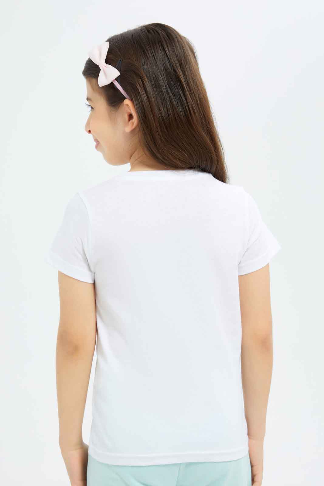 Redtag-Girls-White-Sequence-Tee-Category:T-Shirts,-Colour:White,-Deals:New-In,-Dept:Girls,-Filter:Girls-(2-to-8-Yrs),-GIR-T-Shirts,-New-In-GIR-APL,-Non-Sale,-S23B,-Section:Girls-(0-to-14Yrs),-TBL-Girls-2 to 8 Years