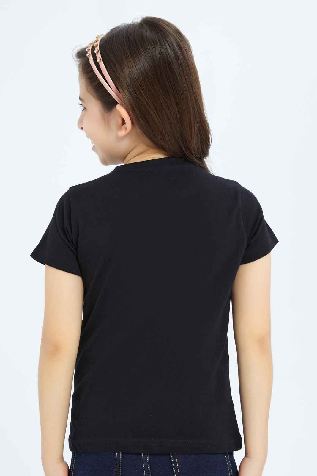 Redtag-Girls-Black-Star-3D-Applique-Category:T-Shirts,-Colour:Lilac,-Deals:New-In,-Dept:Girls,-Filter:Girls-(2-to-8-Yrs),-GIR-T-Shirts,-New-In-GIR-APL,-Non-Sale,-S23B,-Section:Girls-(0-to-14Yrs),-TBL-Girls-2 to 8 Years