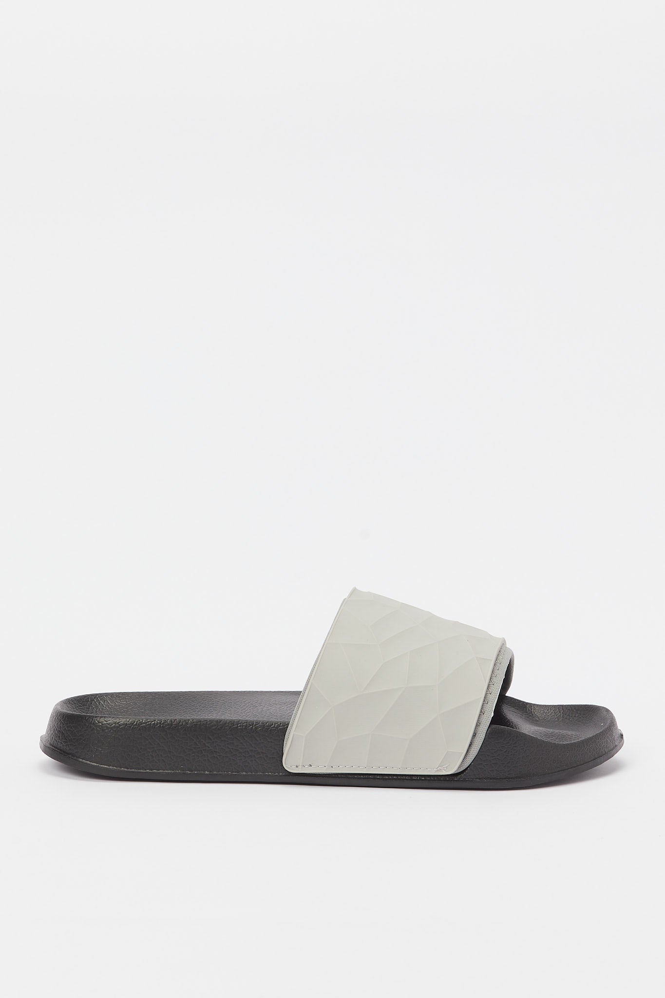 Redtag-Grey-Geometric-Slide-Category:Shoes,-Colour:Grey,-Deals:New-In,-Filter:Men's-Footwear,-H1:FOO,-H2:GEN,-H3:SAF,-H4:FLF,-Men-Flip-Flops,-N/A,-New-In-Men-FOO,-Non-Sale,-S23B,-Season:S23B,-Section:Men-Men's-
