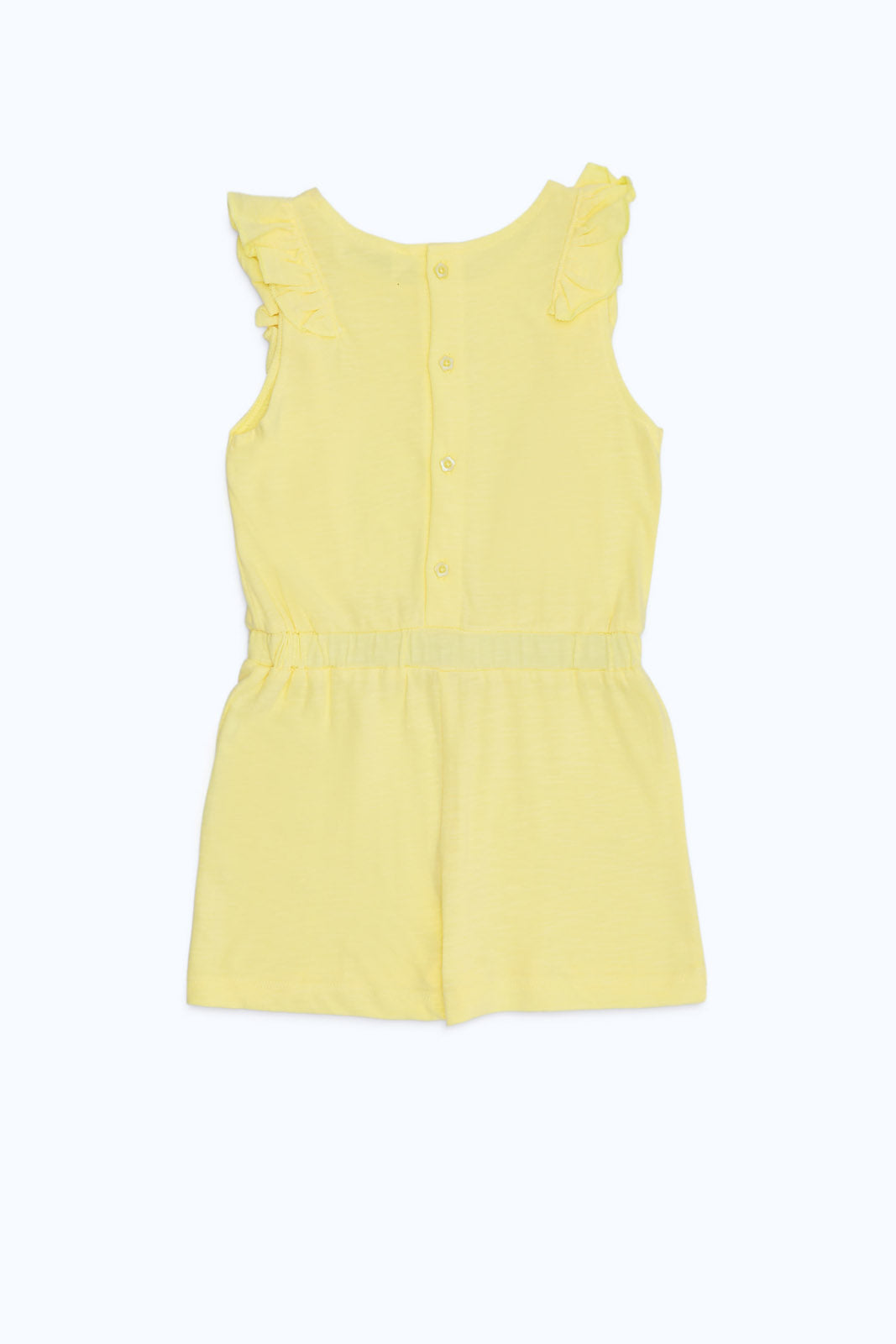 Redtag-Girls-Yellow-Solid-Slub-Jumpsuit-Category:Jumpsuits,-Colour:Yellow,-Deals:New-In,-Dept:Girls,-Filter:Infant-Girls-(3-to-24-Mths),-H1:KWR,-H2:ING,-H3:SET,-H4:JMS,-ING-Jumpsuits,-New-In-ING-APL,-Non-Sale,-S23C,-Season:S23C,-Section:Girls-(0-to-14Yrs)-Infant-Girls-3 to 24 Months