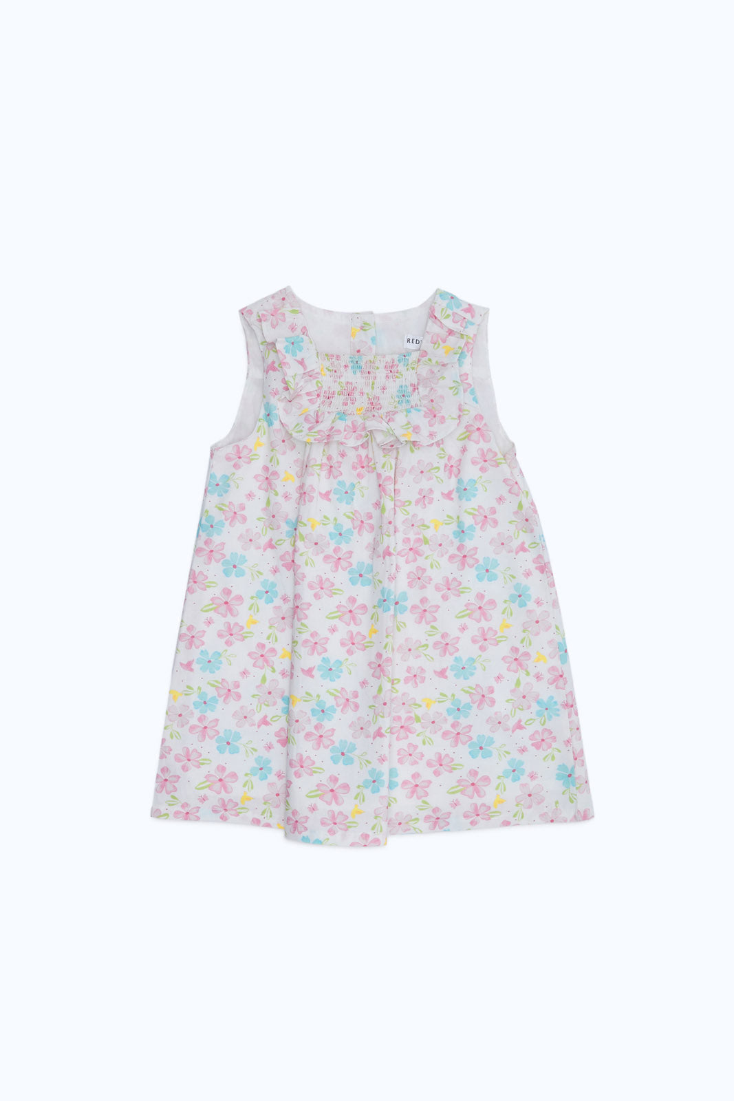 Redtag-Girls-White-All-Over-Floral-Print-Dress-Category:Dresses,-Colour:White,-Deals:New-In,-Dept:Girls,-Filter:Infant-Girls-(3-to-24-Mths),-H1:KWR,-H2:ING,-H3:DRS,-H4:CAD,-ING-Dresses,-New-In-ING-APL,-Non-Sale,-RMD,-S23C,-Season:S23C,-Section:Girls-(0-to-14Yrs)-Infant-Girls-3 to 24 Months