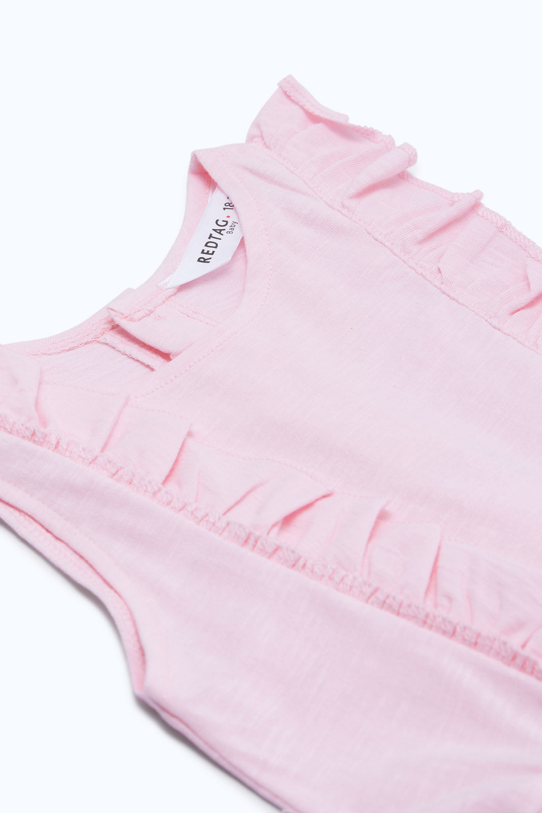 Redtag-Girls-Pink-Solid-Slub-Jumpsuit-Category:Jumpsuits,-Colour:Apricot,-Deals:New-In,-Dept:Girls,-Filter:Infant-Girls-(3-to-24-Mths),-H1:KWR,-H2:ING,-H3:SET,-H4:JMS,-ING-Jumpsuits,-New-In-ING-APL,-Non-Sale,-S23C,-Season:S23C,-Section:Girls-(0-to-14Yrs)-Infant-Girls-3 to 24 Months