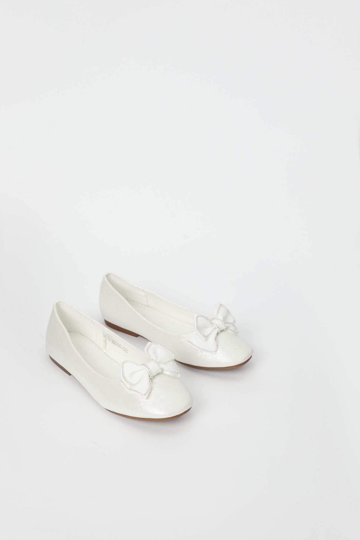 Redtag-White-Bow-Trim-Ballerina-Category:Shoes,-Colour:White,-Deals:New-In,-Filter:Girls-Footwear-(5-to-14-Yrs),-GSR-Shoes,-H1:FOO,-H2:GSR,-H3:SHO,-H4:CAH,-New-In-GSR-FOO,-Non-Sale,-Promo:,-RMD,-S23B,-Season:S23B,-Section:Girls-(0-to-14Yrs)-Senior-Girls-5 to 14 Years