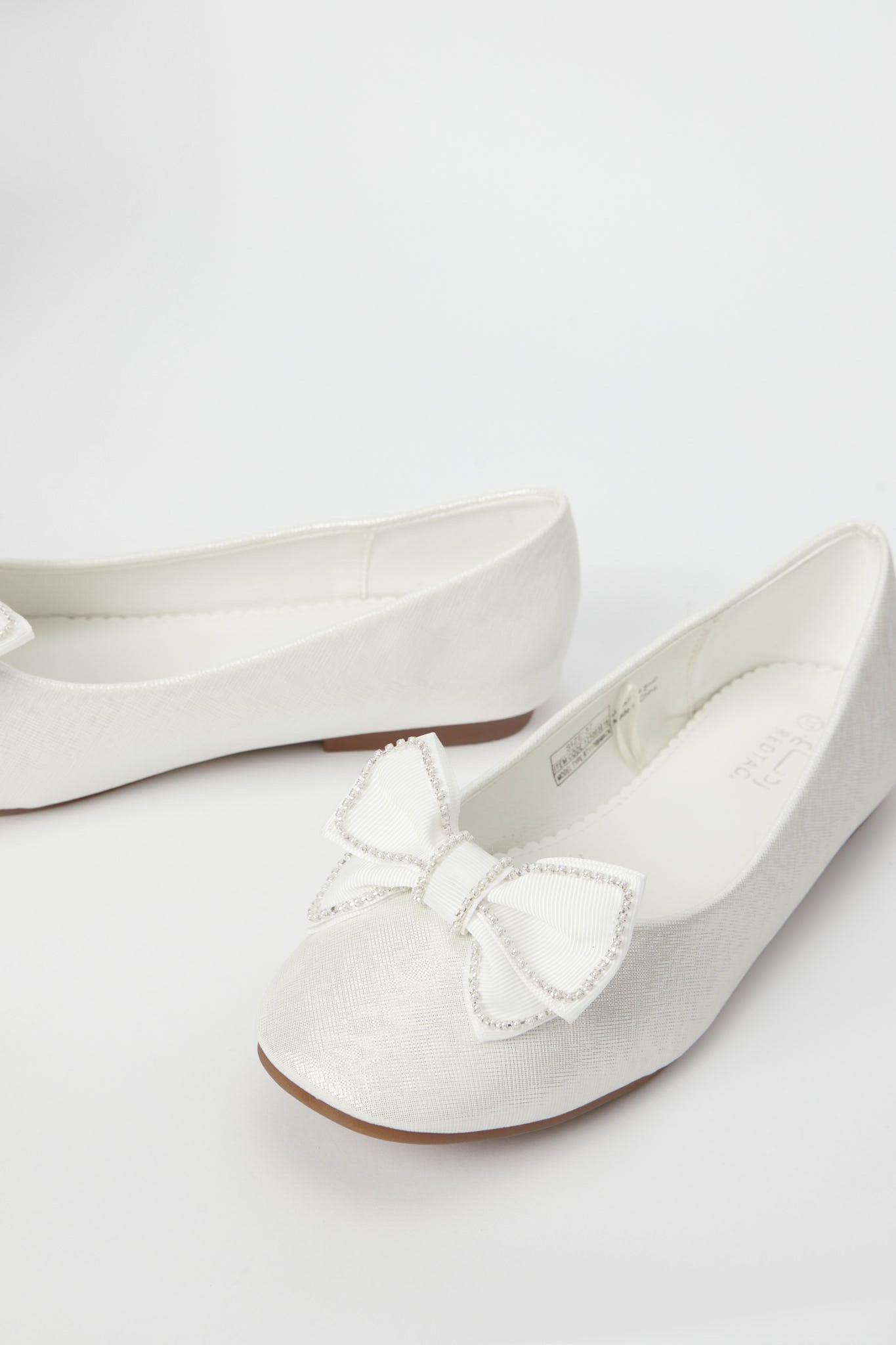 Redtag-White-Bow-Trim-Ballerina-Category:Shoes,-Colour:White,-Deals:New-In,-Filter:Girls-Footwear-(5-to-14-Yrs),-GSR-Shoes,-H1:FOO,-H2:GSR,-H3:SHO,-H4:CAH,-New-In-GSR-FOO,-Non-Sale,-Promo:,-RMD,-S23B,-Season:S23B,-Section:Girls-(0-to-14Yrs)-Senior-Girls-5 to 14 Years